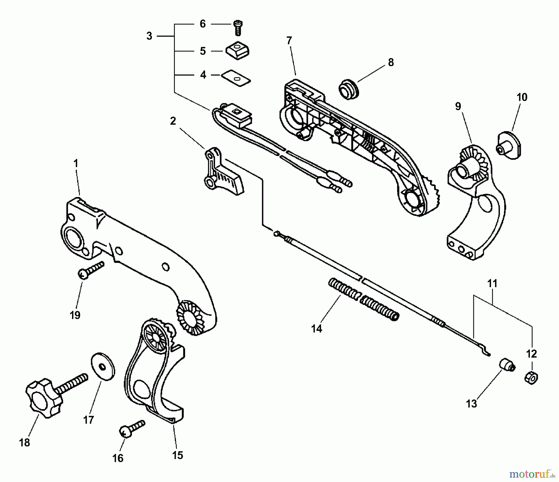 Echo Bläser / Sauger / Häcksler / Mulchgeräte PB-611 - Echo Back Pack Blower, S/N: 02001001 - 02999999 Handle, Ignition Switch, Throttle Cable