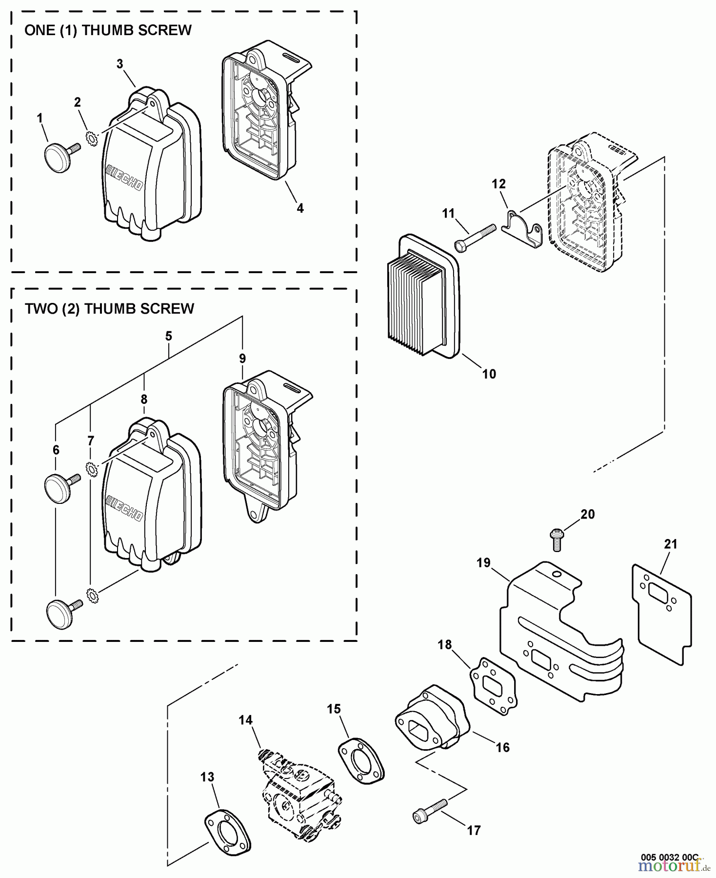 Echo Bläser / Sauger / Häcksler / Mulchgeräte PB-413T - Echo Back Pack Blower, S/N: 10001001 - 10999999 Intake, Cylinder Cover