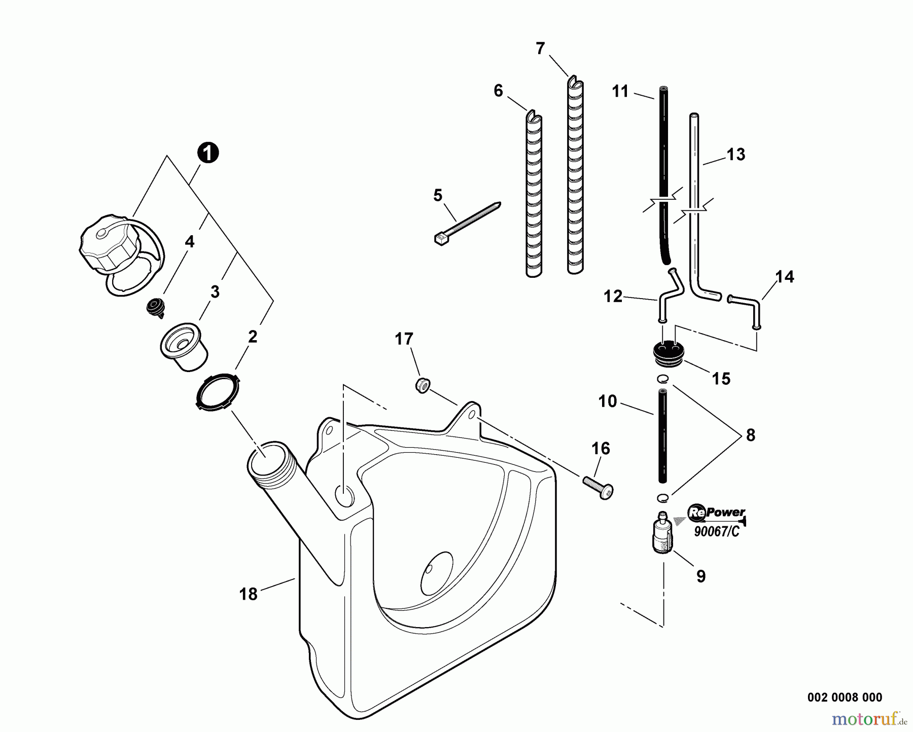 Echo Bläser / Sauger / Häcksler / Mulchgeräte PB-601 - Echo Back Pack Blower Fuel System
