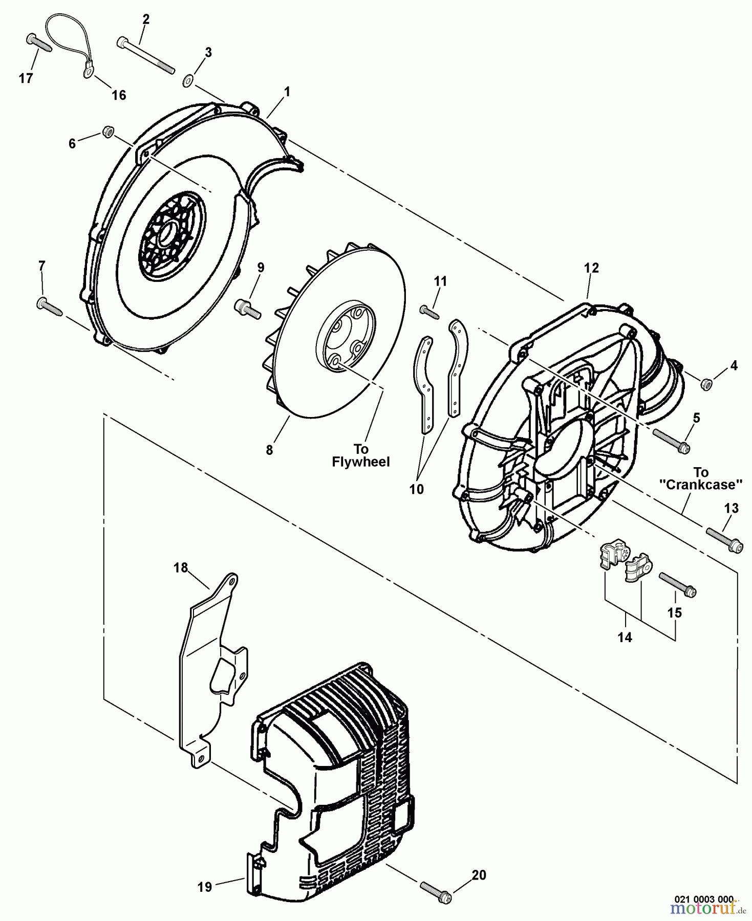 Echo Bläser / Sauger / Häcksler / Mulchgeräte PB-620 - Echo Back Pack Blower, S/N: 10001001 - 10999999 Fan Case, Blower Fan, Engine Cover