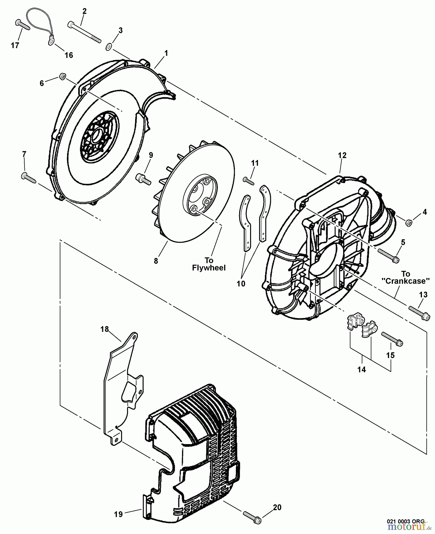Echo Bläser / Sauger / Häcksler / Mulchgeräte PB-620ST - Echo Back Pack Blower, S/N: P03711001001 - P03711999999 Fan Case, Blower Fan, Engine Cover