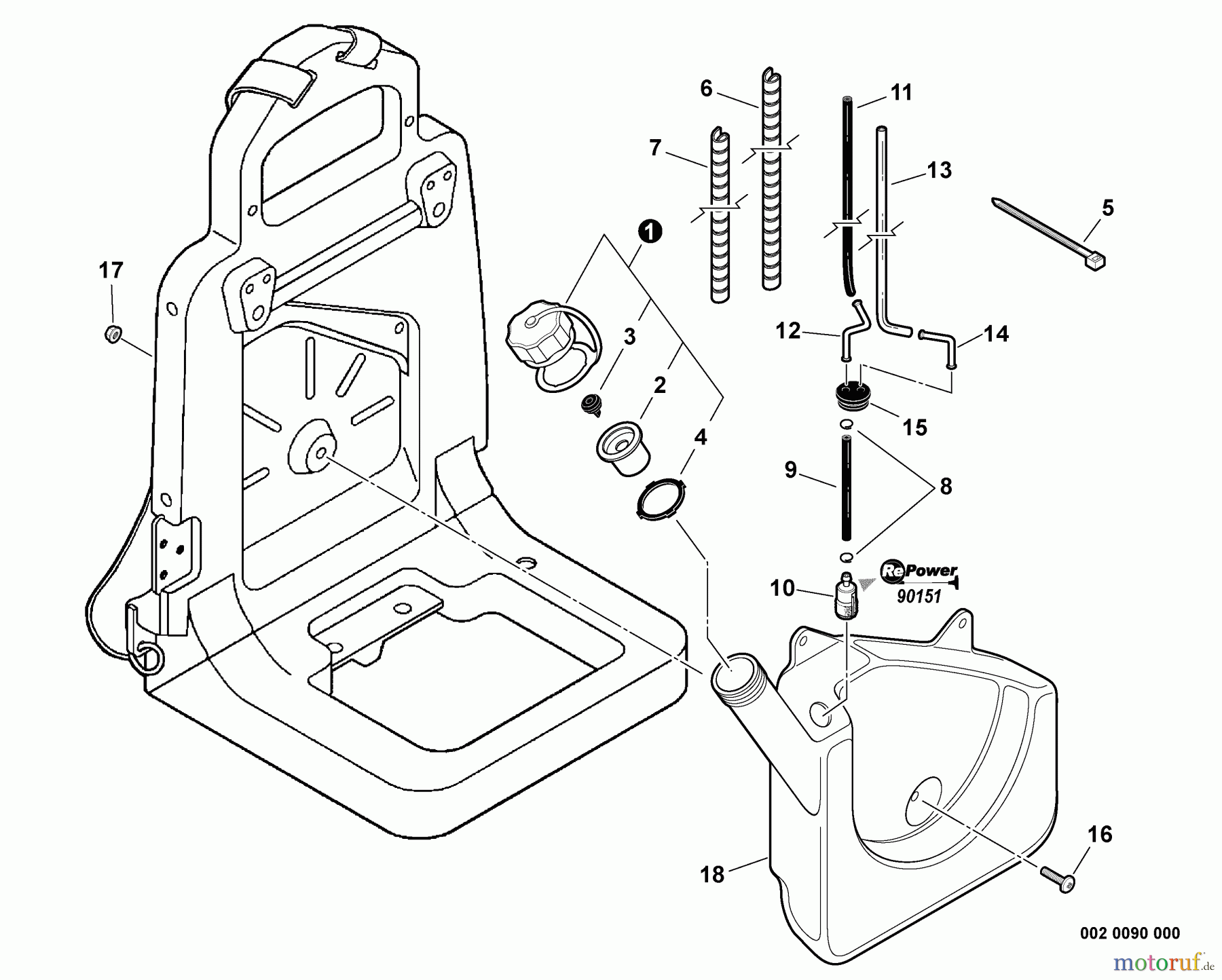 Echo Bläser / Sauger / Häcksler / Mulchgeräte PB-620 - Echo Back Pack Blower, S/N: P08411001001 - P08411999999 Fuel System