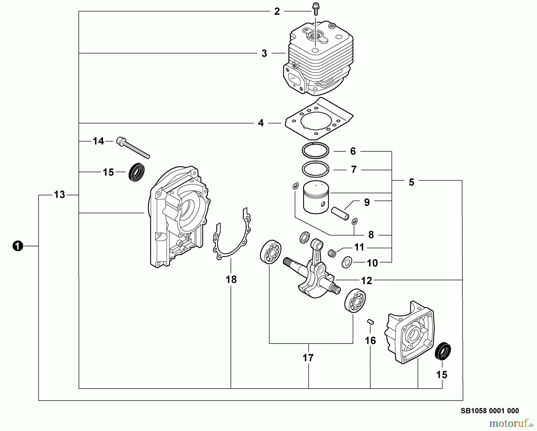 Echo Bläser / Sauger / Häcksler / Mulchgeräte PB-650 - Echo Back Pack Blower, S/N: 03001001 - 03999999 Engine, Short Block -- SB1058