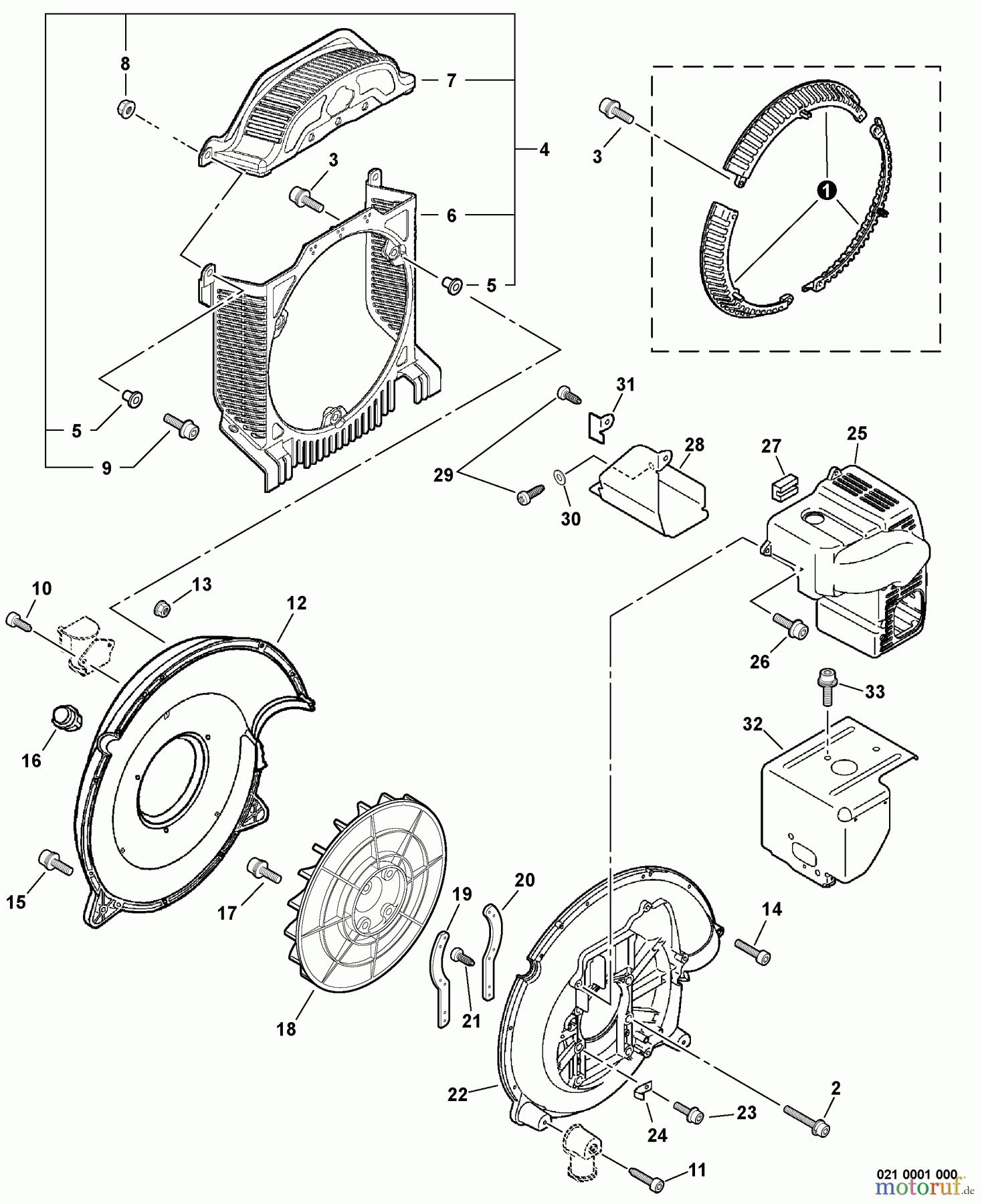 Echo Bläser / Sauger / Häcksler / Mulchgeräte PB-651H - Echo Back Pack Blower, S/N: 06001001 - 06999999 Leaf Gaurd, Fan Cover, Engine Cover S/N: 06001001 - 06009187