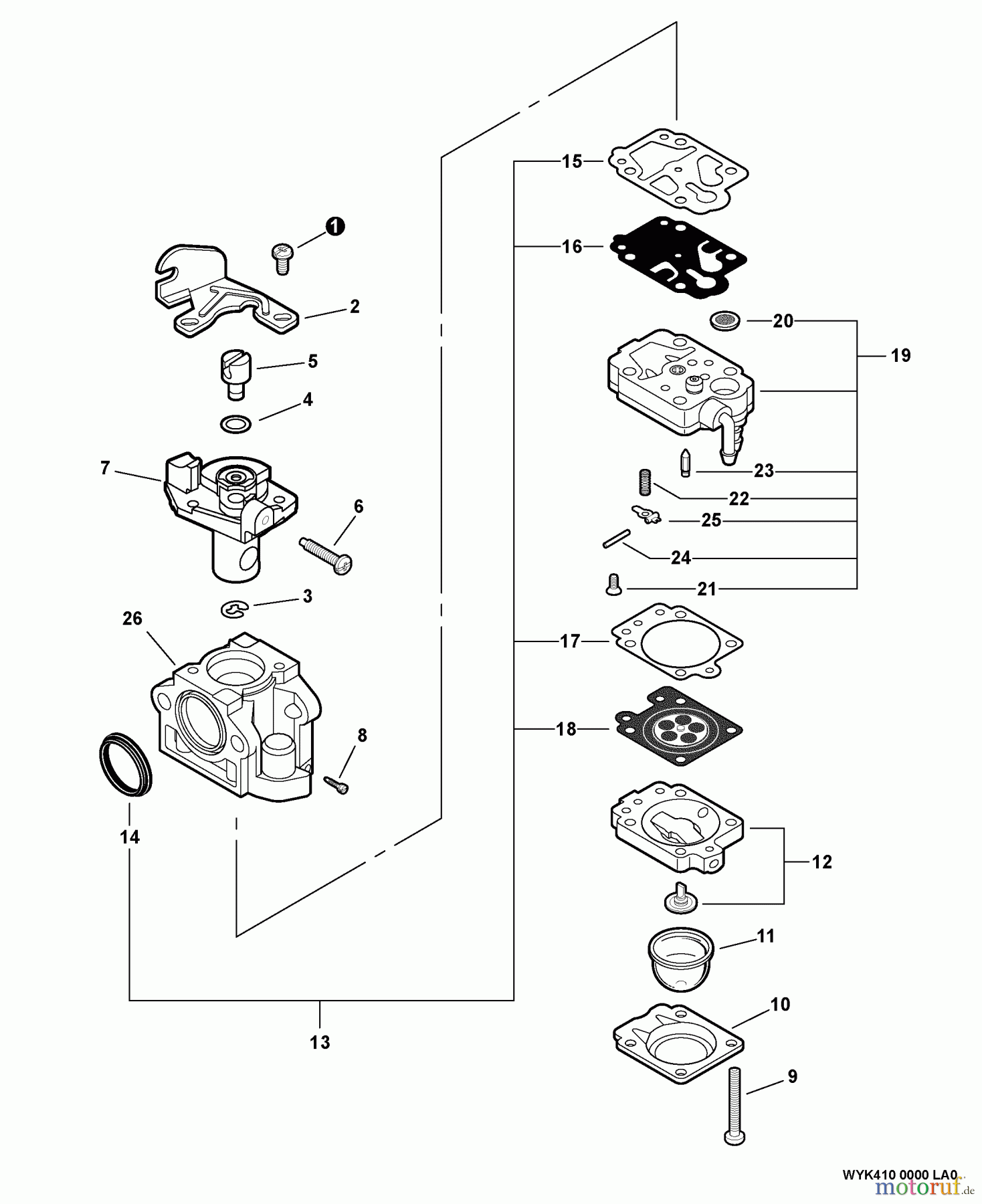 Echo Bläser / Sauger / Häcksler / Mulchgeräte PB-755 - Echo Back Pack Blower, S/N: P38526001001 - P38526999999 Carburetor -- WYK-410