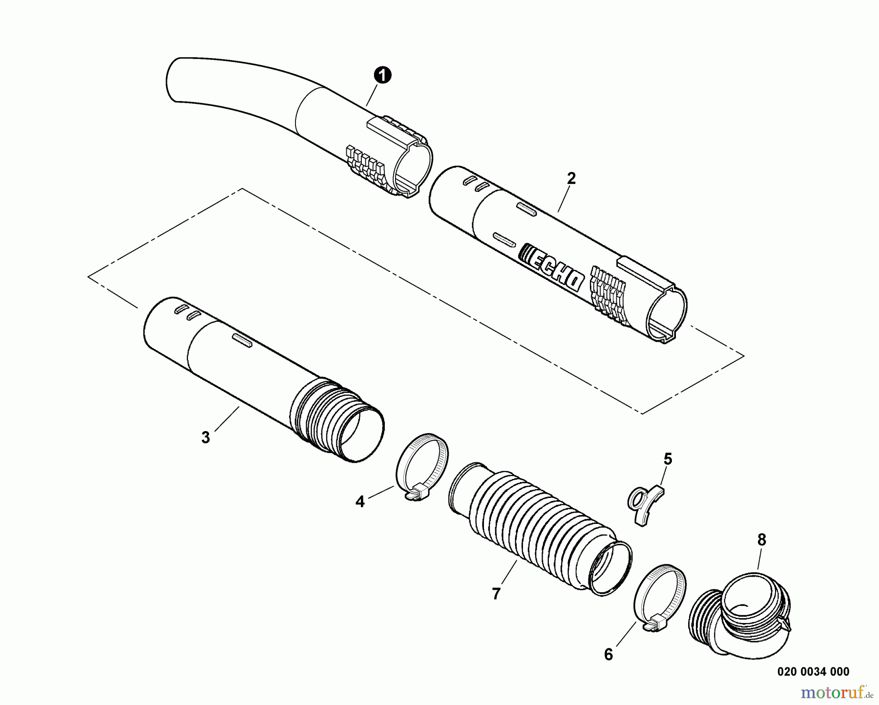 Echo Bläser / Sauger / Häcksler / Mulchgeräte PB-755 - Echo Back Pack Blower, S/N: P38526001001 - P38526999999 Posi-Loc Blower Tubes
