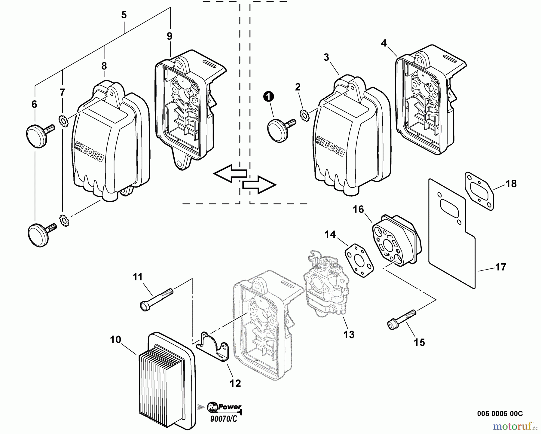 Echo Bläser / Sauger / Häcksler / Mulchgeräte PB-651T - Echo Back Pack Blower, S/N: 07001001 - 07999999 Intake