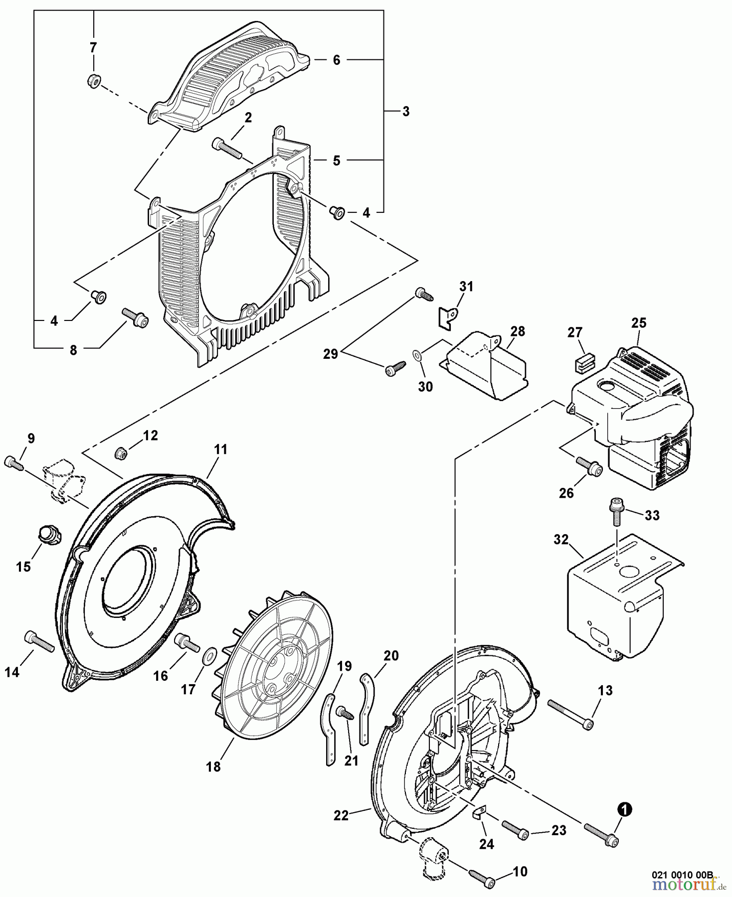 Echo Bläser / Sauger / Häcksler / Mulchgeräte PB-755H - Echo Back Pack Blower, S/N: 06001001 - 06999999 Leaf Guard, Fan Cover, Engine Cover S/N: 06001001 - 06001026