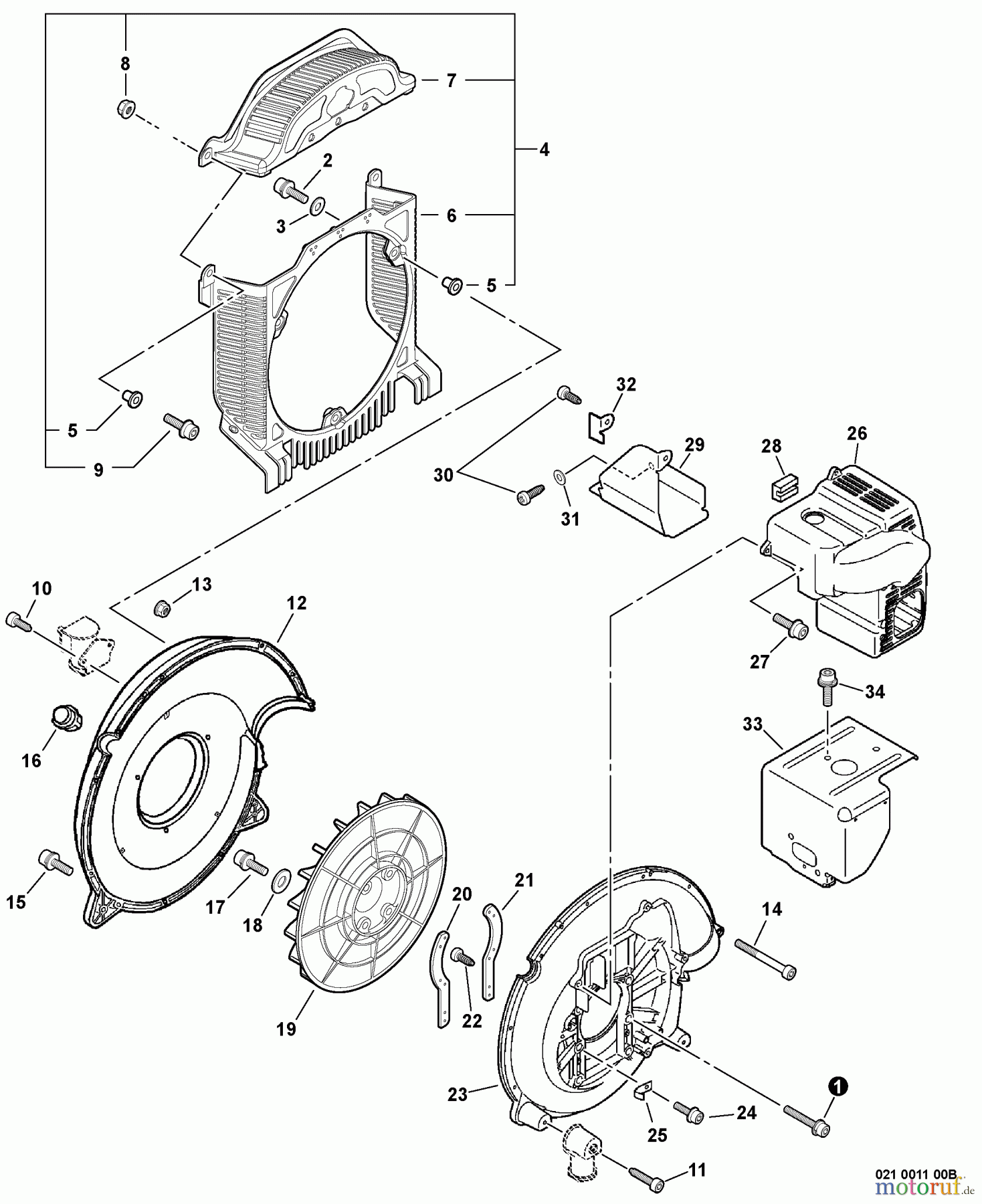 Echo Bläser / Sauger / Häcksler / Mulchgeräte PB-755H - Echo Back Pack Blower, S/N: 06001001 - 06999999 Leaf Guard, Fan Cover, Engine Cover S/N: 06001027 - 06999999