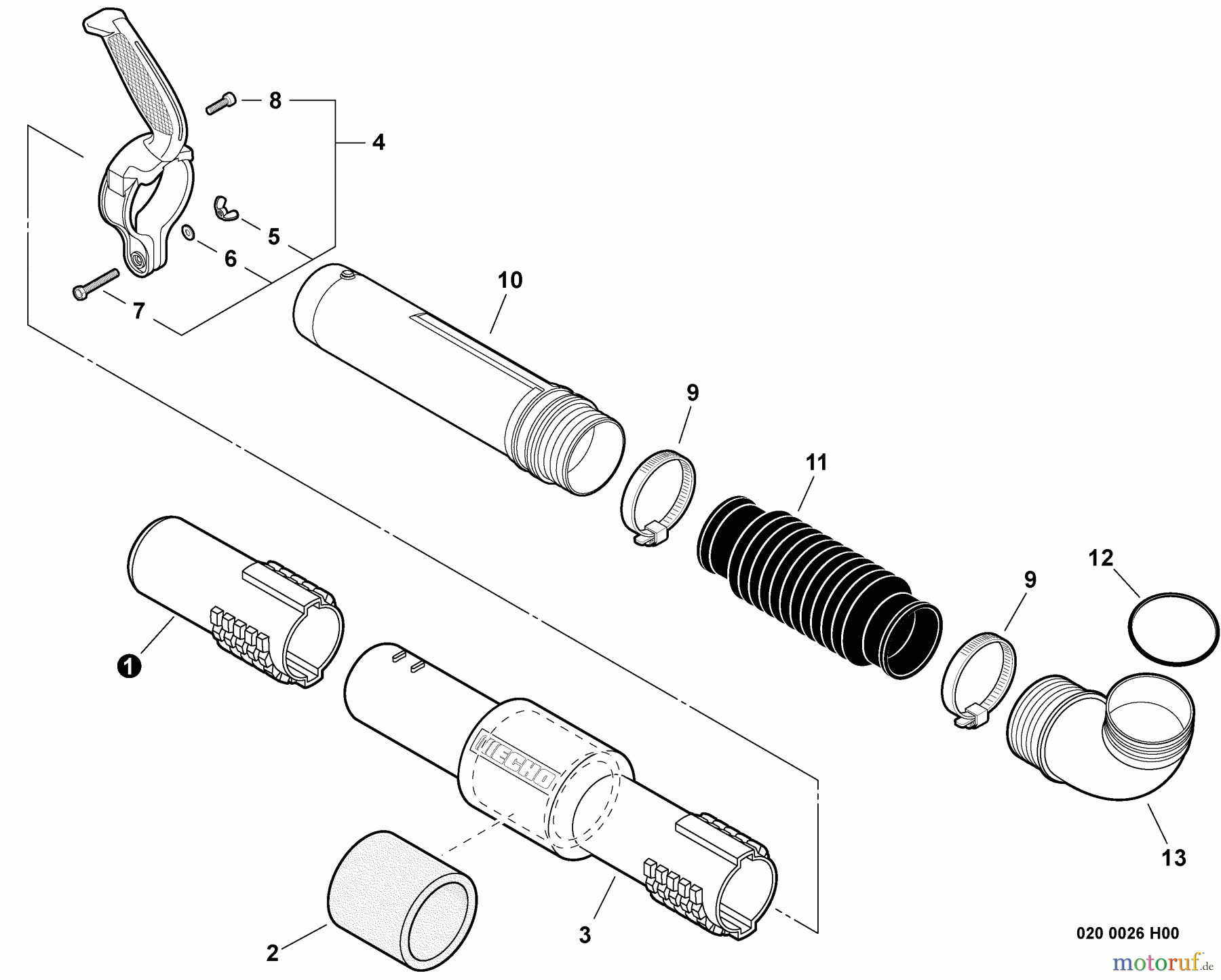 Echo Bläser / Sauger / Häcksler / Mulchgeräte PB-760LNH - Echo Back Pack Blower, S/N: P37812001001 - P37812999999 Blower Tubes