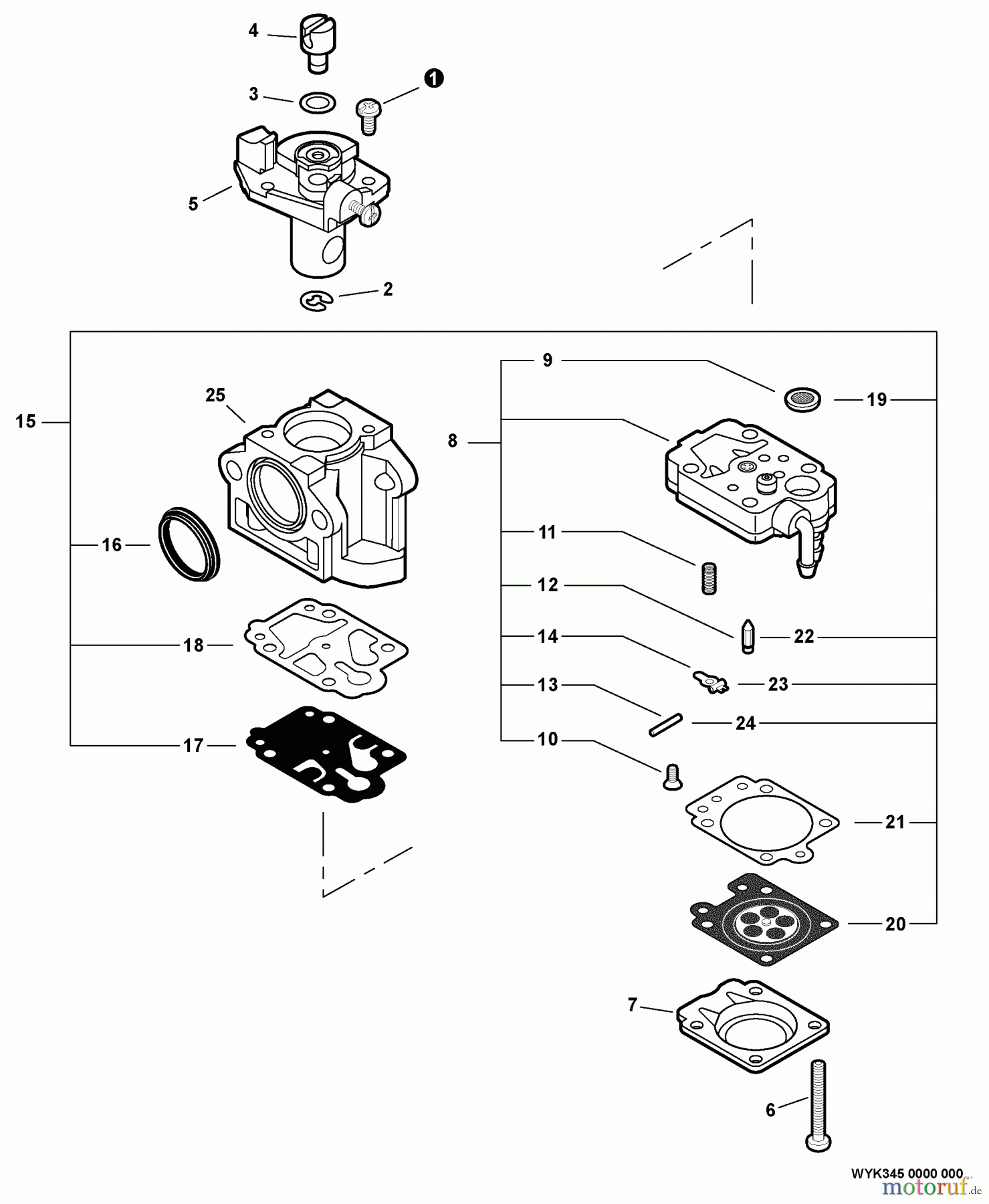  Echo Bläser / Sauger / Häcksler / Mulchgeräte	 PB-770T - Echo Back Pack Blower, S/N: P05311001001 - P05311999999 Carburetor -- WYK-345