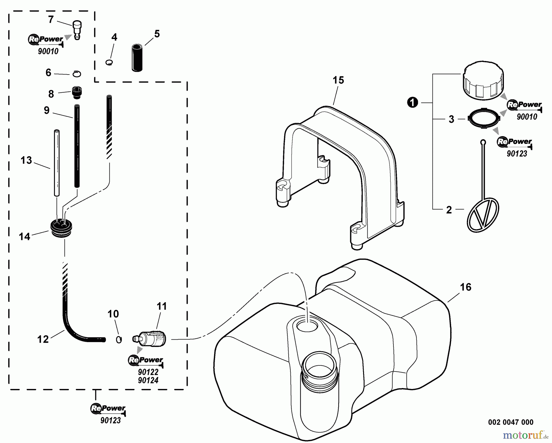 Echo Bläser / Sauger / Häcksler / Mulchgeräte	 PB-770T - Echo Back Pack Blower, S/N: P03012001001 - P03012999999 Fuel System  S/N: P03012001001 - P03012043747