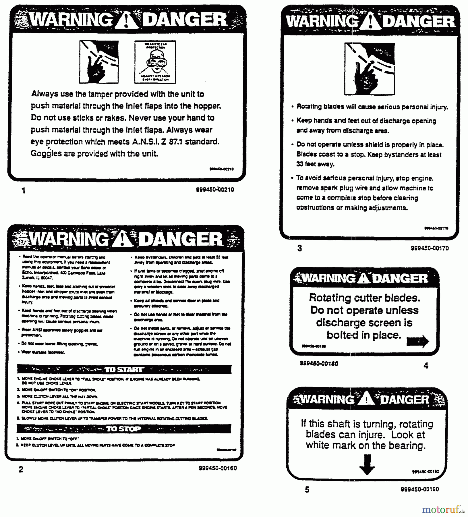 Echo Bläser / Sauger / Häcksler / Mulchgeräte SH-3000 - Echo Chipper/Shredder, 1991-1992 Models Decals Part 1