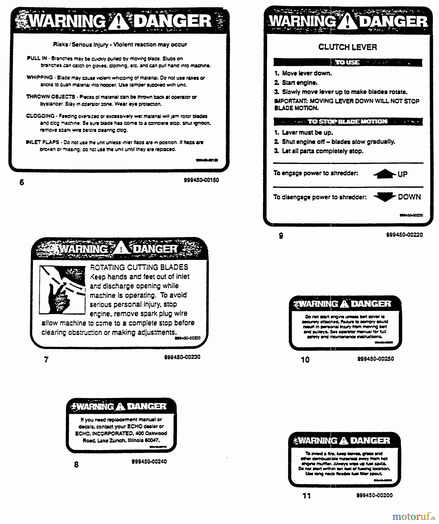 Echo Bläser / Sauger / Häcksler / Mulchgeräte SH-3000 - Echo Chipper/Shredder, 1991-1992 Models Decals Part 2