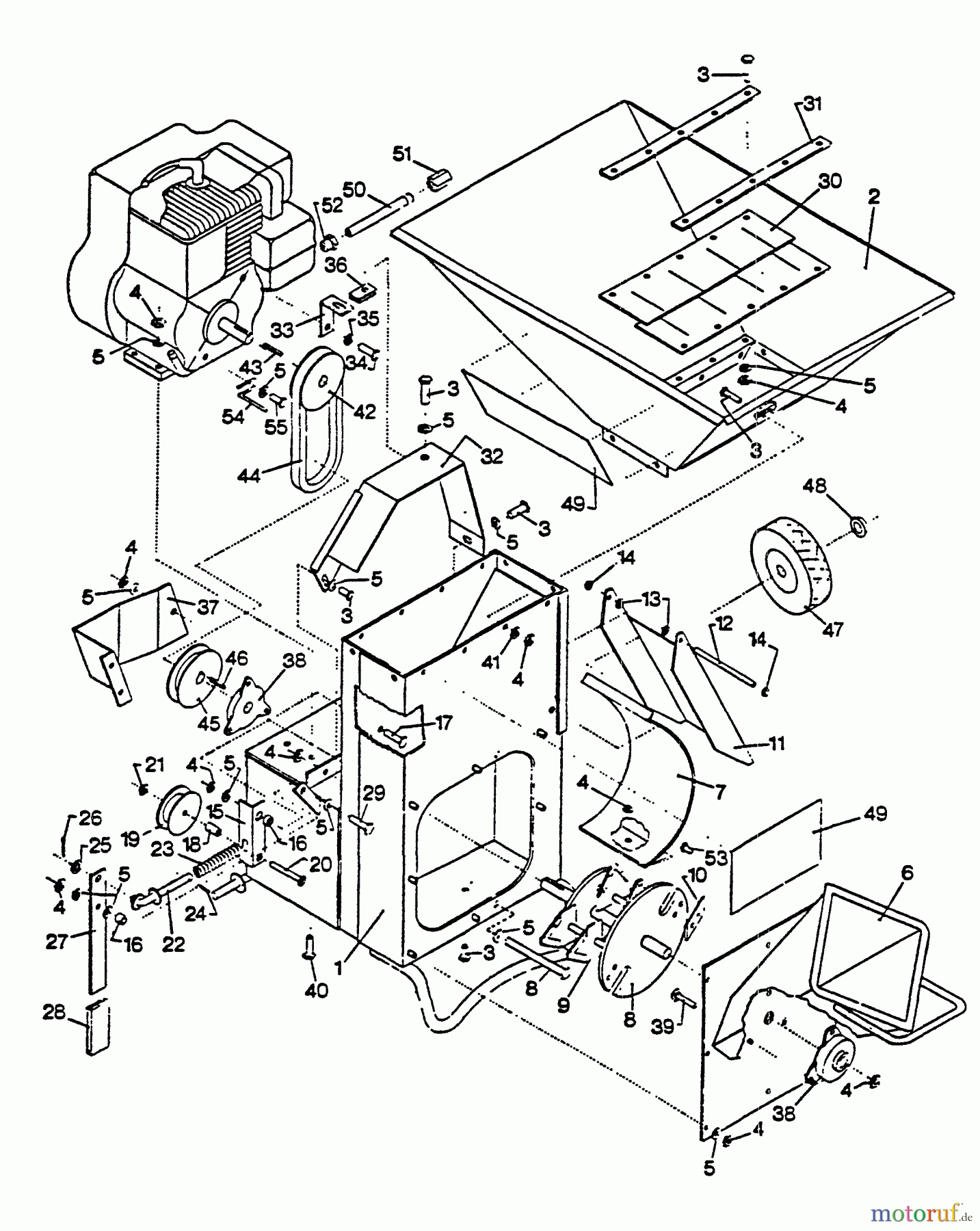 Echo Bläser / Sauger / Häcksler / Mulchgeräte SH-8000 - Echo Chipper/Shredder, 1991-1992 Models Shredder Frame, Hopper, Rotor, Drv Sys, Discharge, Wheels