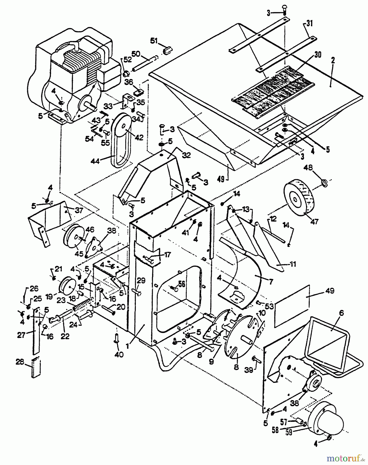 Echo Bläser / Sauger / Häcksler / Mulchgeräte SH-8000 - Echo Chipper/Shredder, S/N: E081543 1992-1993 Models Shredder Frame, Hopper, Rotor, Drv Sys, Discharge, Wheels