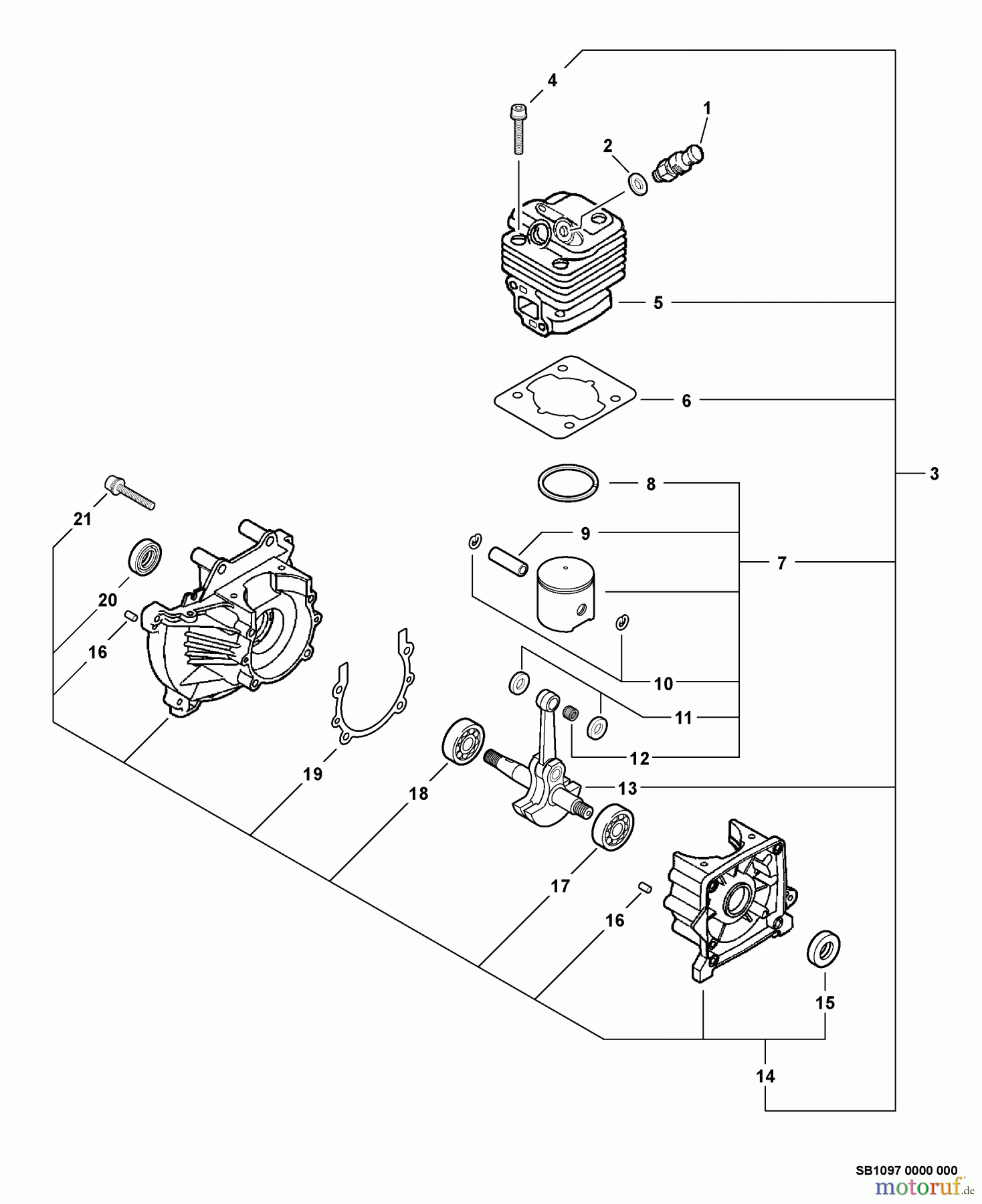 Echo Trimmer, Faden / Bürste SRM-410U - Echo String Trimmer/Brush Cutter, S/N:S05704001001 - S0570499999 Engine, Short Block -- SB1097, Decompression Assembly