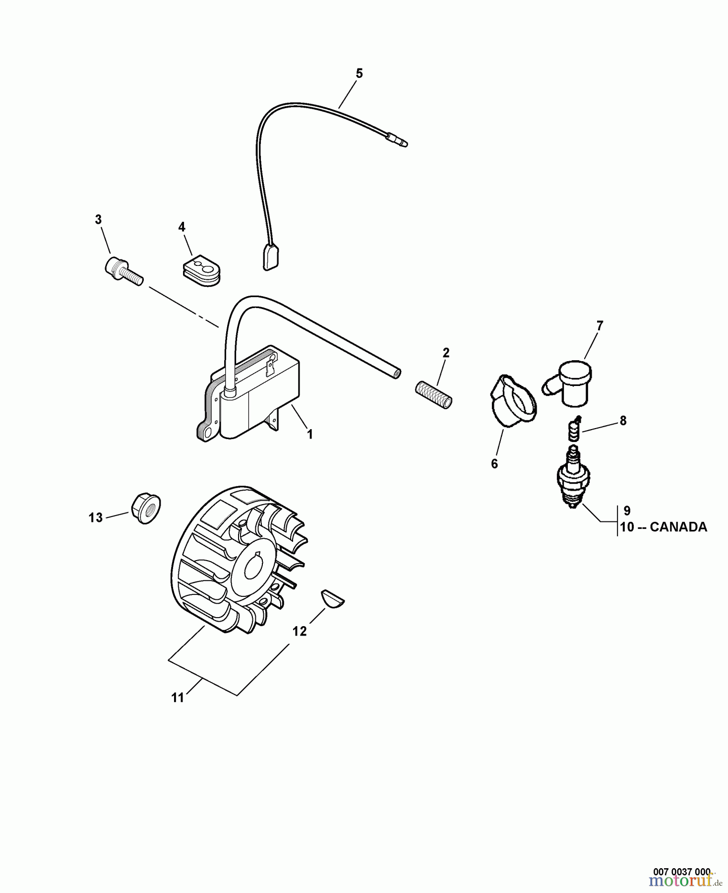 Echo Trimmer, Faden / Bürste SRM-400U - Echo String Trimmer/Brush Cutter, S/N:04001001 - 04001494 Ignition