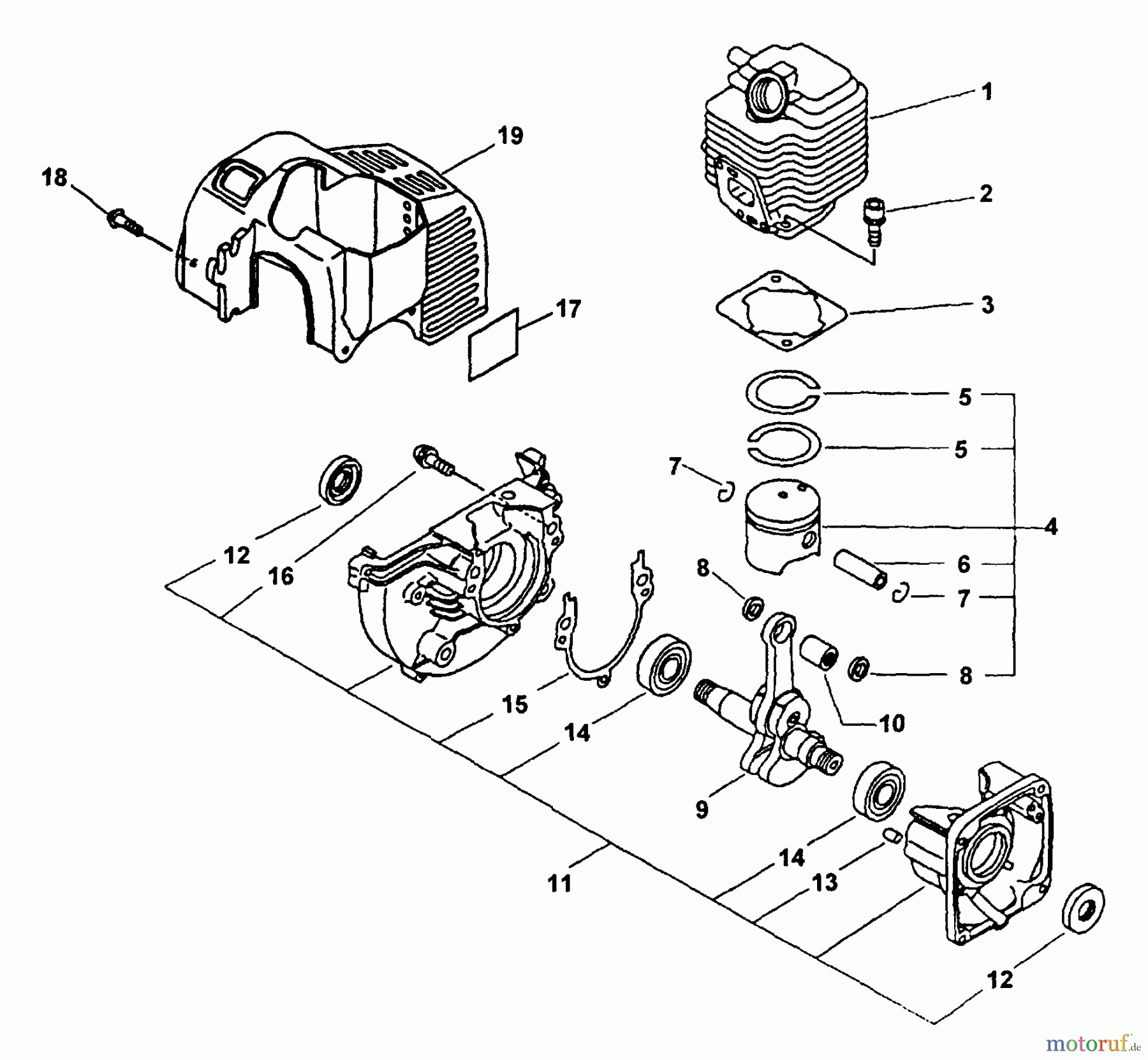  Echo Bohrer / Erdbohrer EDR-2100 - Echo Reversible Engine Drill (Type 1E) Engine, Crankcase, Cover