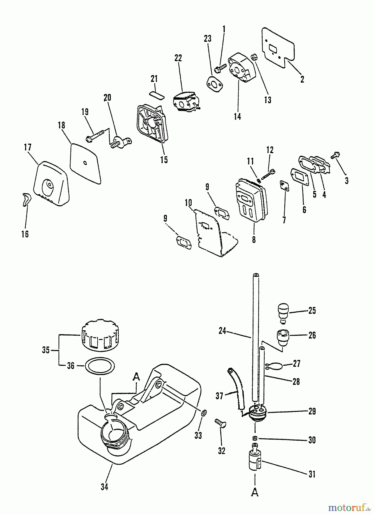 Echo Bläser / Sauger / Häcksler / Mulchgeräte ES-1000 - Echo Shredder/Vacuum, S/N: 001001 - 025416 Intake, Exhaust, Air Cleaner, Fuel System