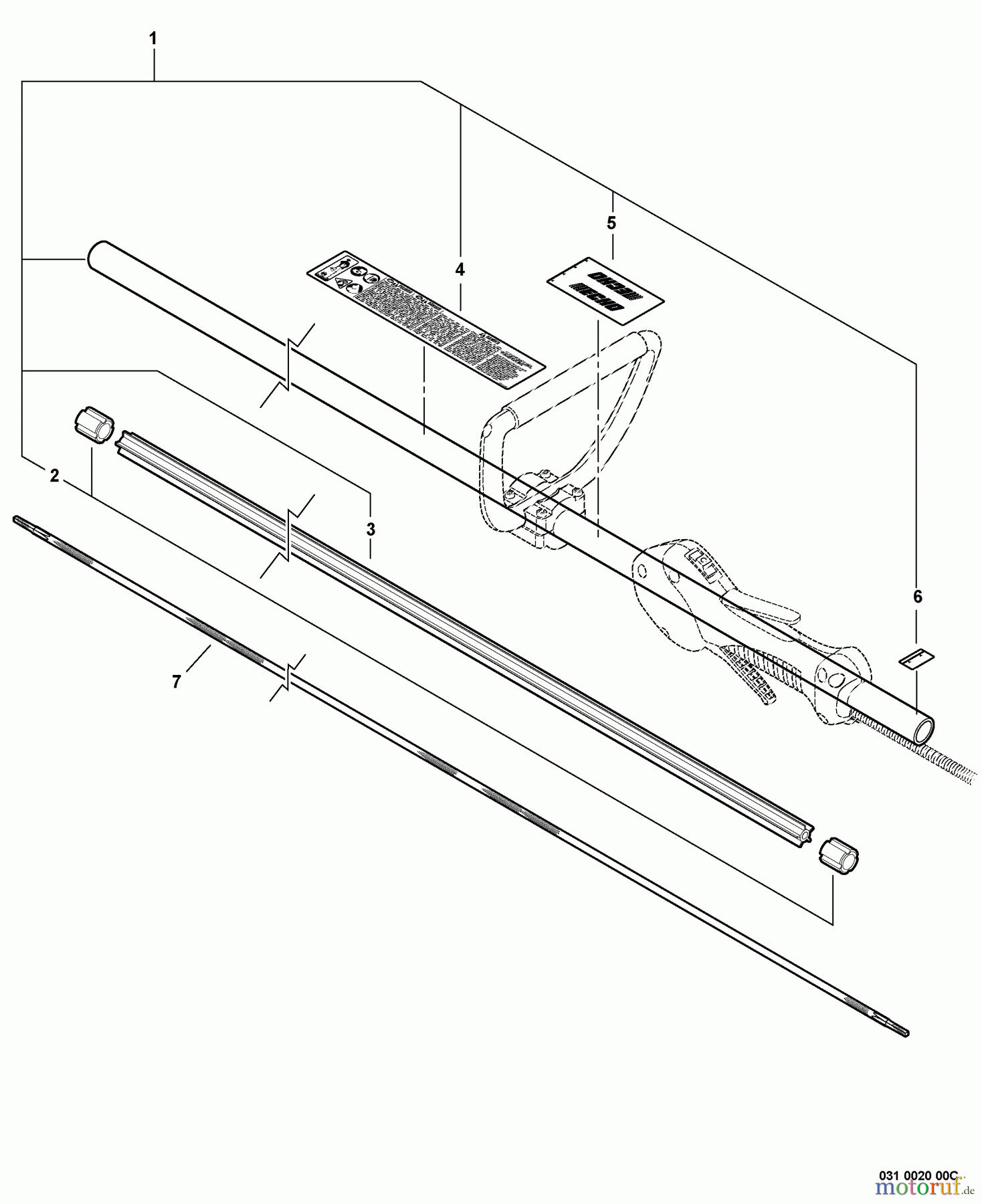 Echo Kantenschneider BRD-280 - Echo Bed Redefiner/Edger, S/N: S70711001001 - S70711999999 Main Pipe Assembly, Driveshaft