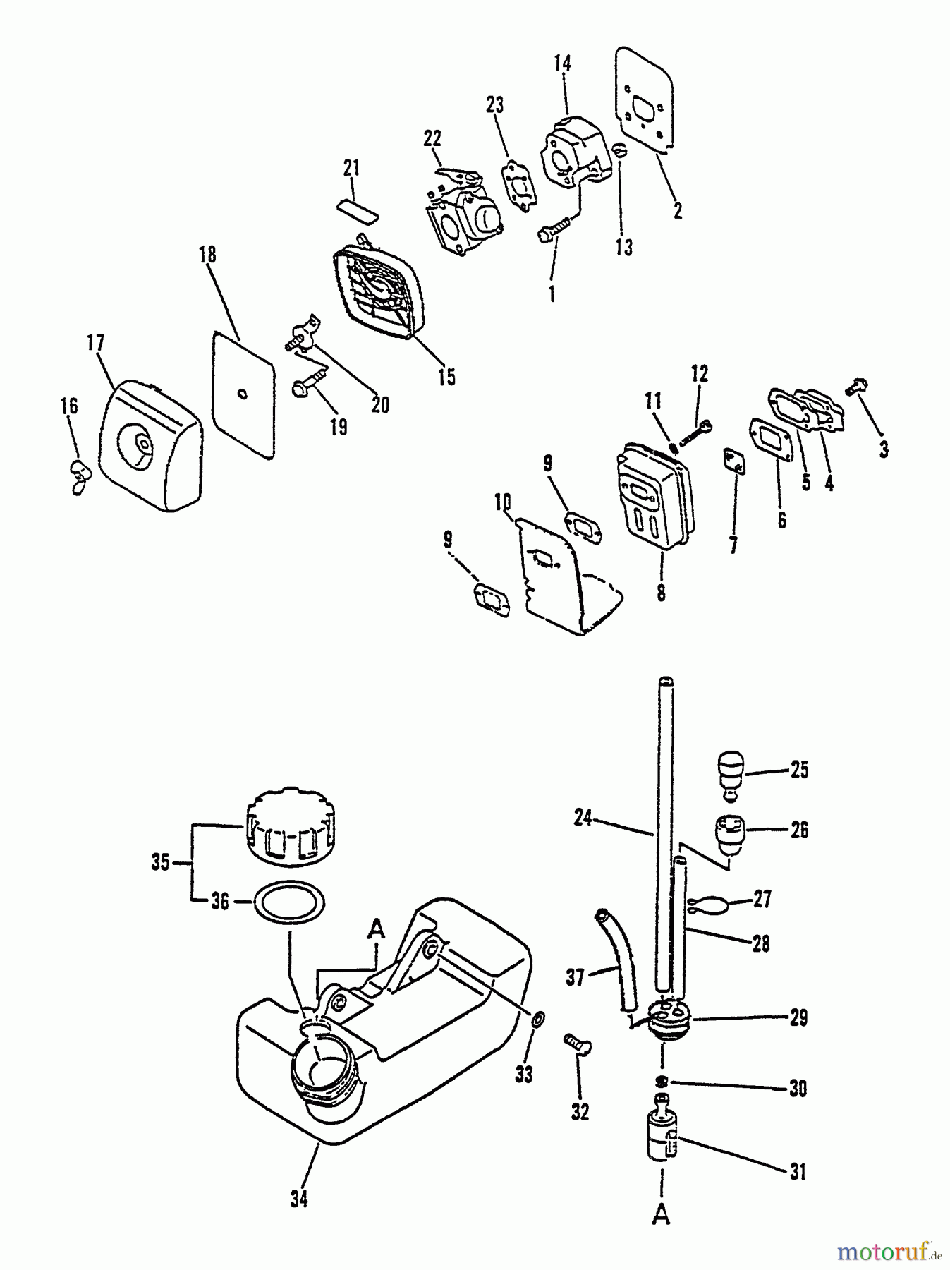 Echo Bläser / Sauger / Häcksler / Mulchgeräte ES-1000 - Echo Shredder/Vacuum, S/N: 025417 - 999999 Intake, Exhaust, Air Cleaner, Fuel System