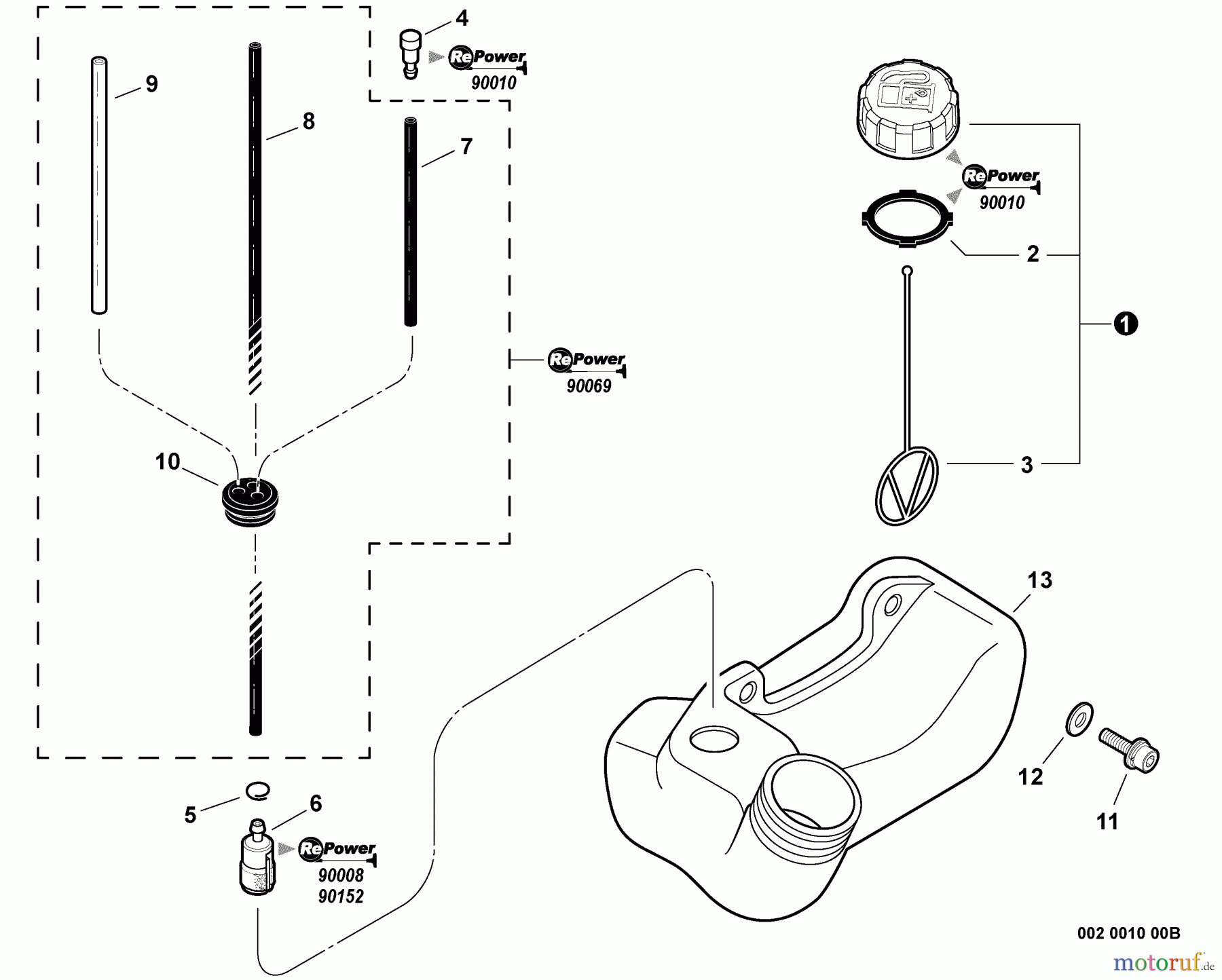 Echo Trimmer, Faden / Bürste GT-200R - Echo String Trimmer, S/N:- Echo String Trimmer, S80113001001 -- Echo String Trimmer, S80113999999 Fuel System