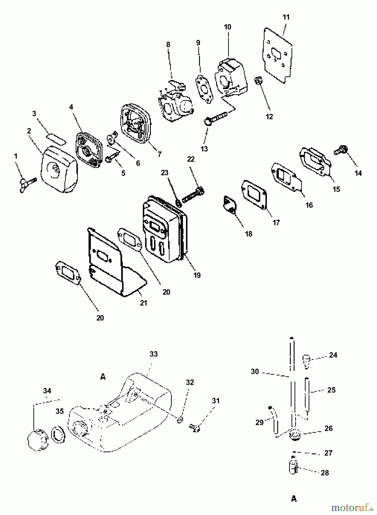 Echo Kantenschneider PE-2000 - Echo Edger (Type 2E) Intake, Air Filter, Exhaust, Fuel System