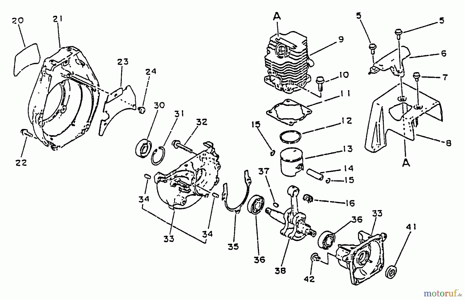 Echo Kantenschneider PE-2201 - Echo Edger Engine, Crankcase, Fan Housing, Cover