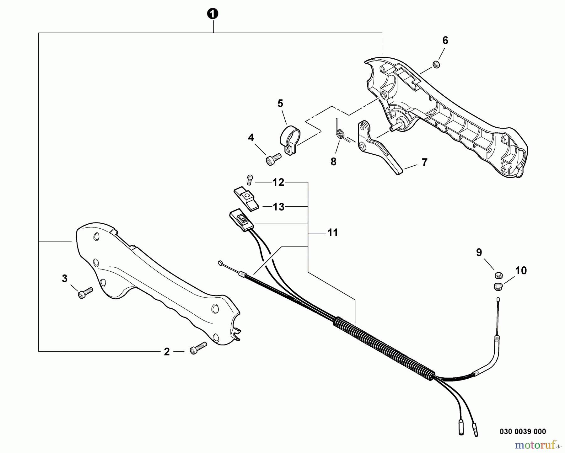 Echo Trimmer, Faden / Bürste GT-225i - Echo String Trimmer, S/N:S08612001001 - S08612999999 Control Handle - WITHOUT THROTTLE LOCKOUT