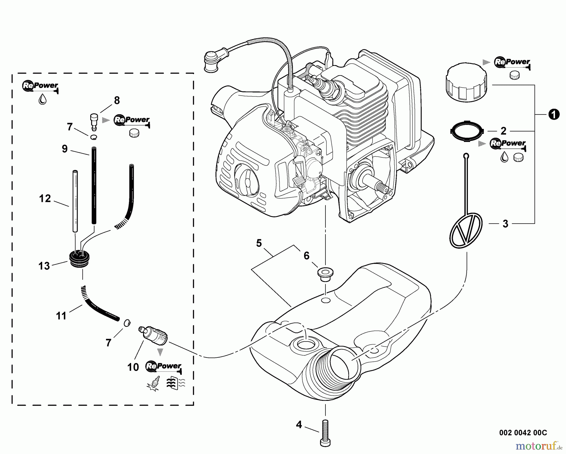 Echo Kantenschneider PE-225 - Echo Edger, S/N: S78611001001 - S78611999999 Fuel System S/N: S78611001001 - S78611002171
