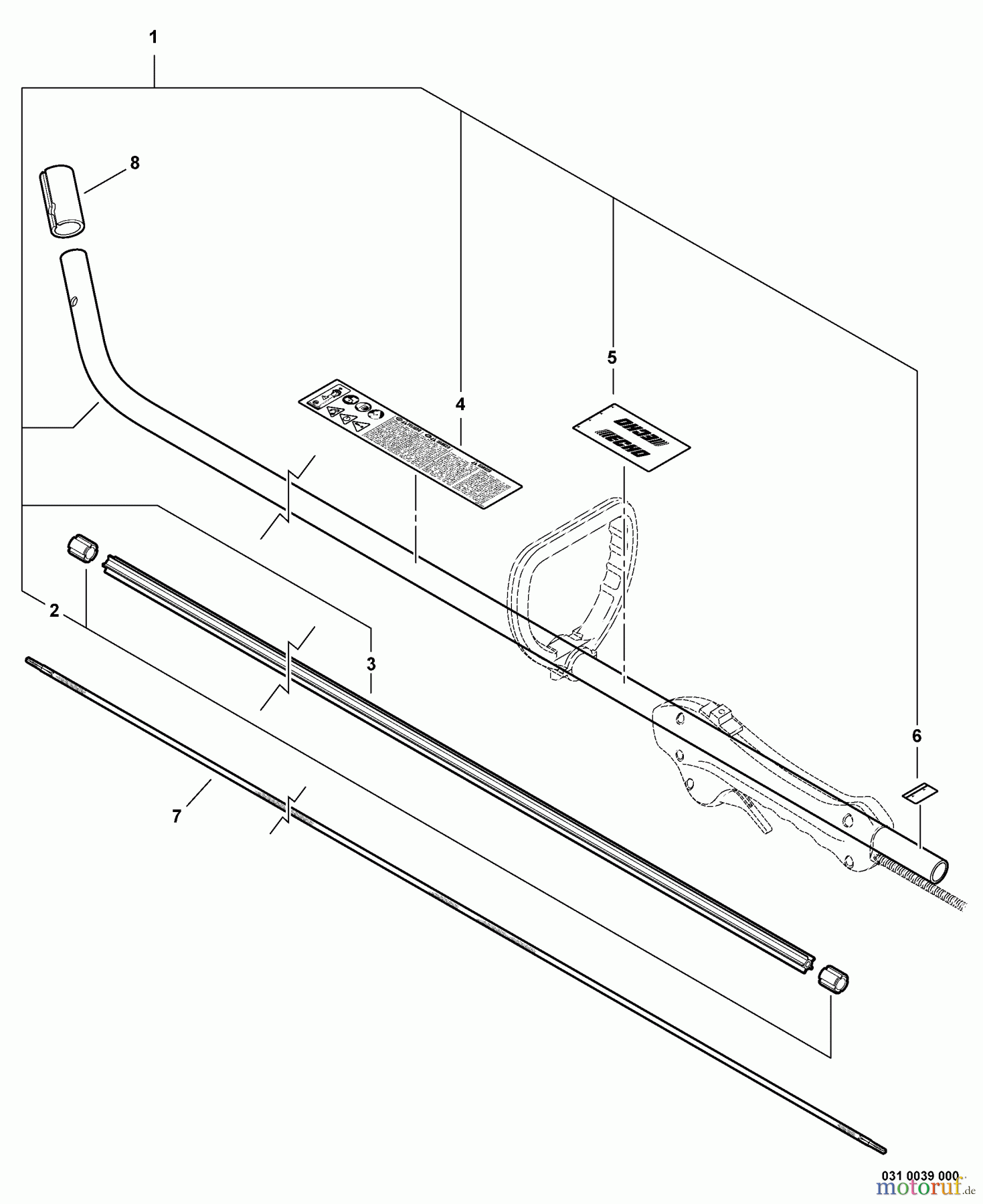 Echo Kantenschneider PE-225 - Echo Edger, S/N: S78813001001 - S78813999999 Main Pipe Assembly, Driveshaft