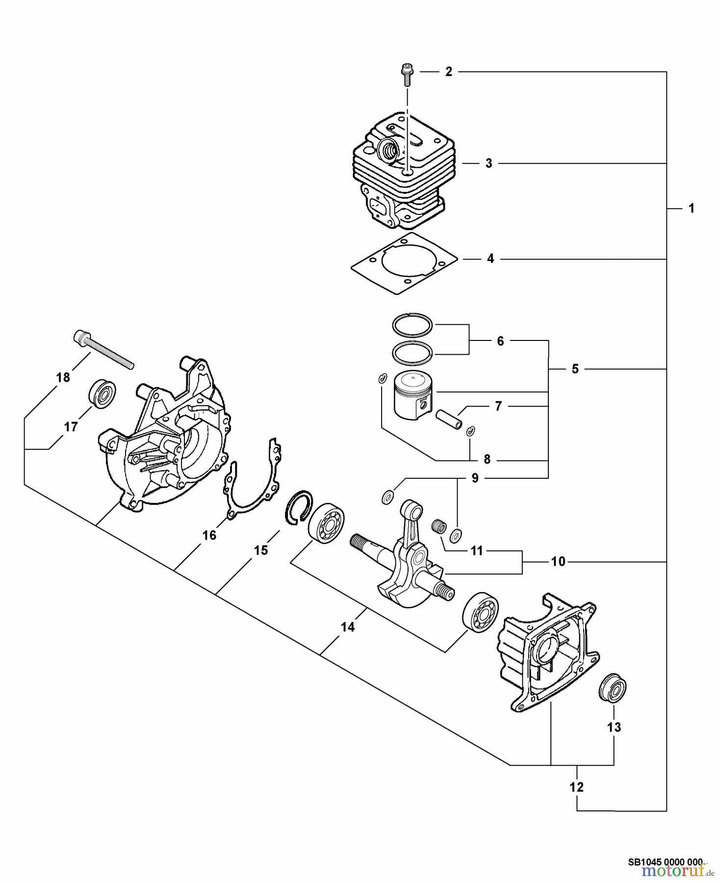 Echo Kantenschneider PE-231 - Echo Edger, S/N: 02001001 - 02999999 Engine, Short Block -- SB1045