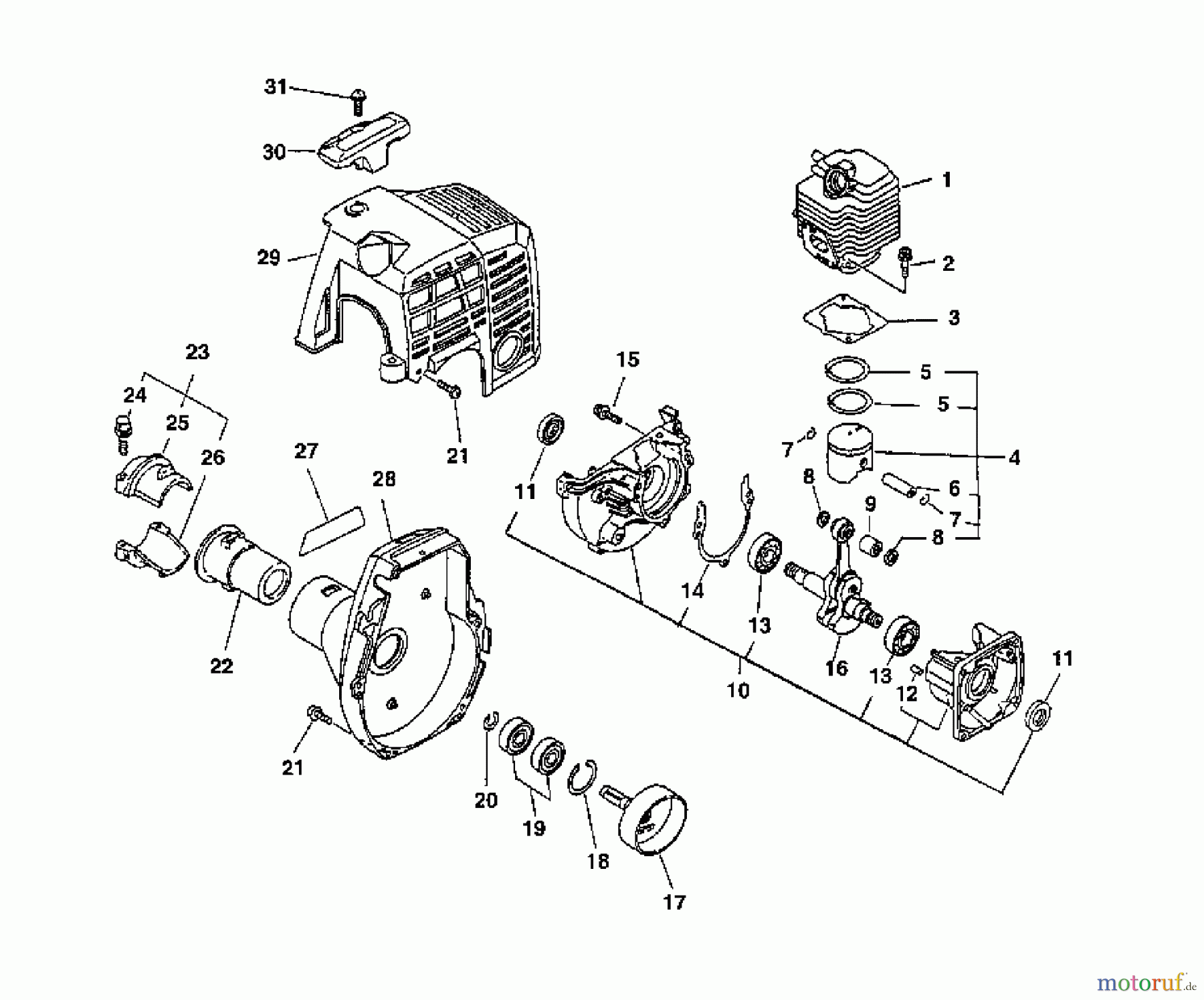 Echo Kantenschneider PE-2400 - Echo Edger (Type 1E) Crankcase, Engine, Fan Case