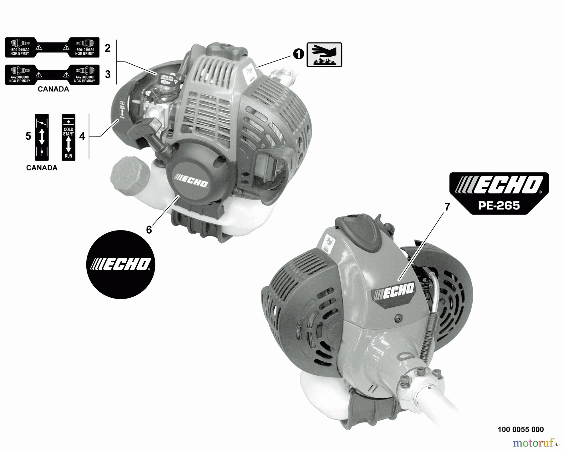  Echo Kantenschneider PE-265 - Echo Edger, S/N: S68511001001 - S68511999999 Labels