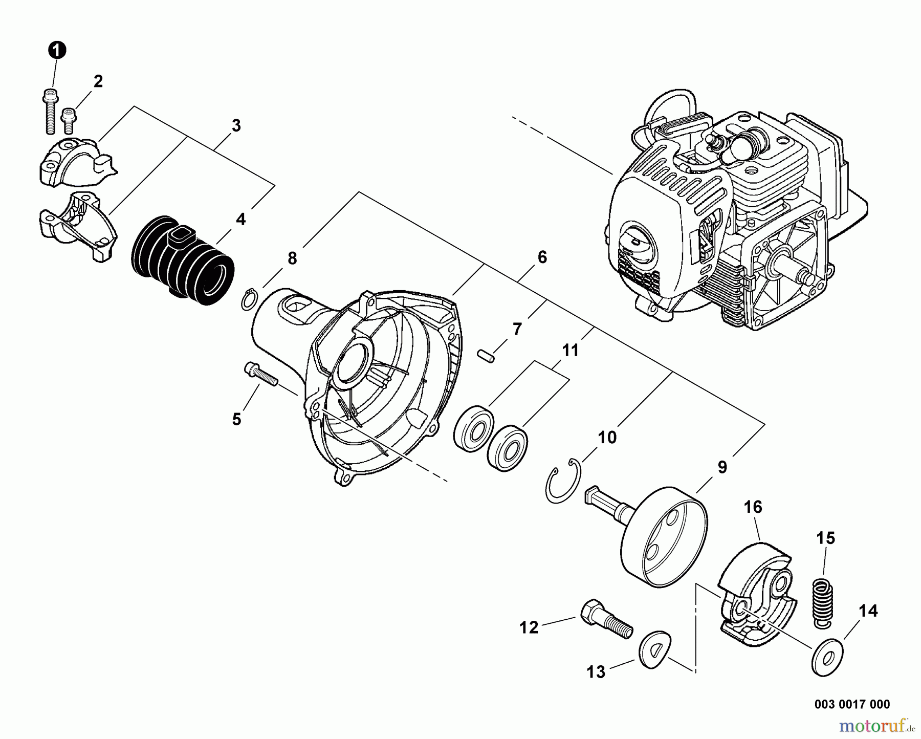 Echo Trimmer, Faden / Bürste SRM-280 - Echo String Trimmer, S/N:S81513001001 - S81513999999 Fan Case, Clutch