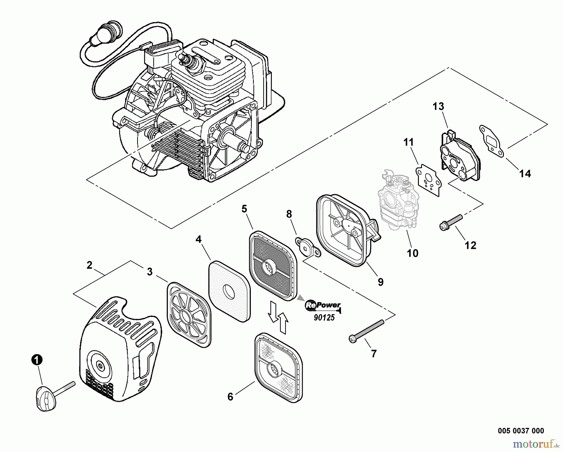 Echo Trimmer, Faden / Bürste SRM-280 - Echo String Trimmer, S/N:S74012001001 - S74012999999 Intake