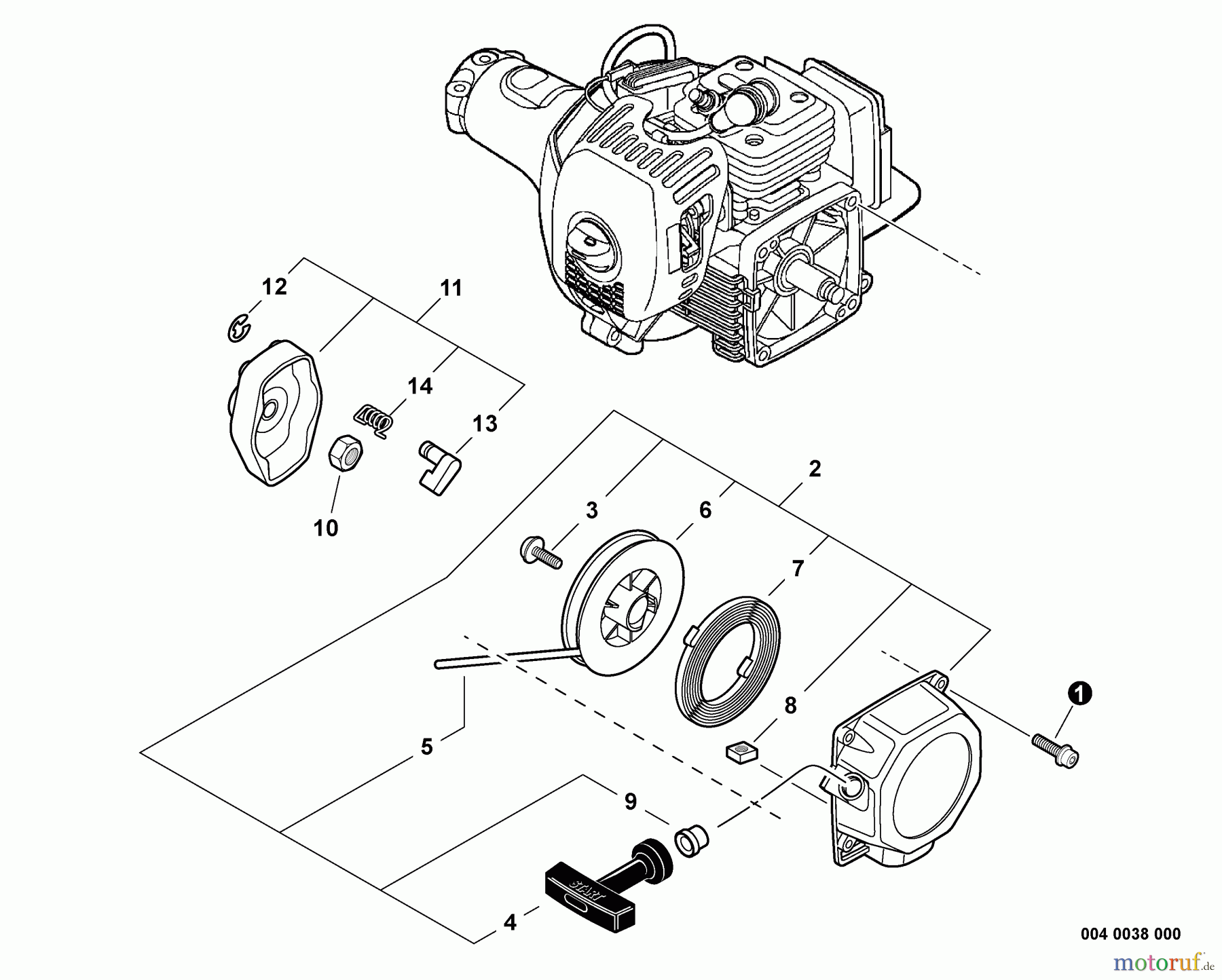 Echo Trimmer, Faden / Bürste SRM-280 - Echo String Trimmer, S/N:S74012001001 - S74012999999 Starter