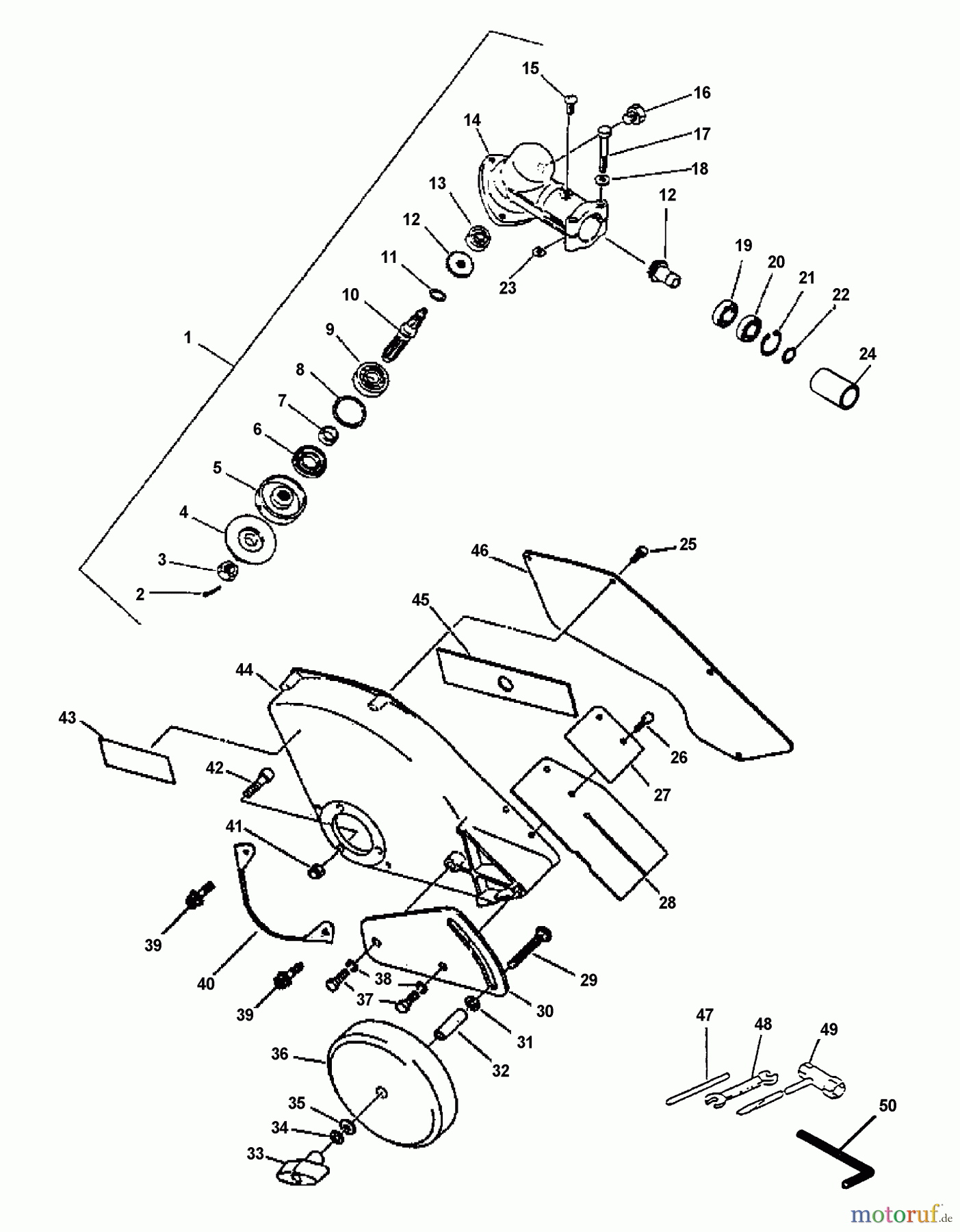 Echo Kantenschneider PE-3100 - Echo Edger (Type 1E) Gear Case, Shield, Blade, Tools