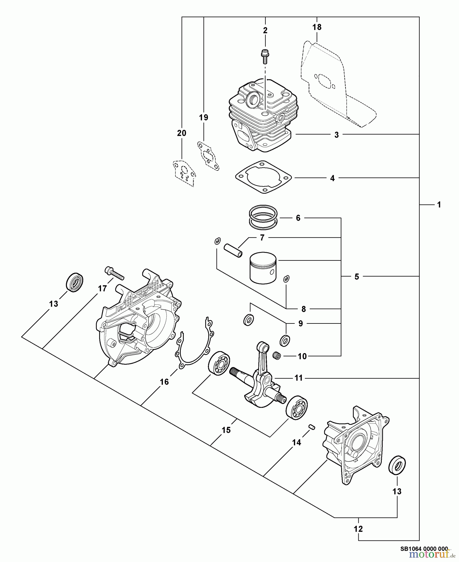  Echo Kantenschneider PE-311 - Echo Edger, S/N: 02001001 - 02999999 Engine, Short Block -- SB1064