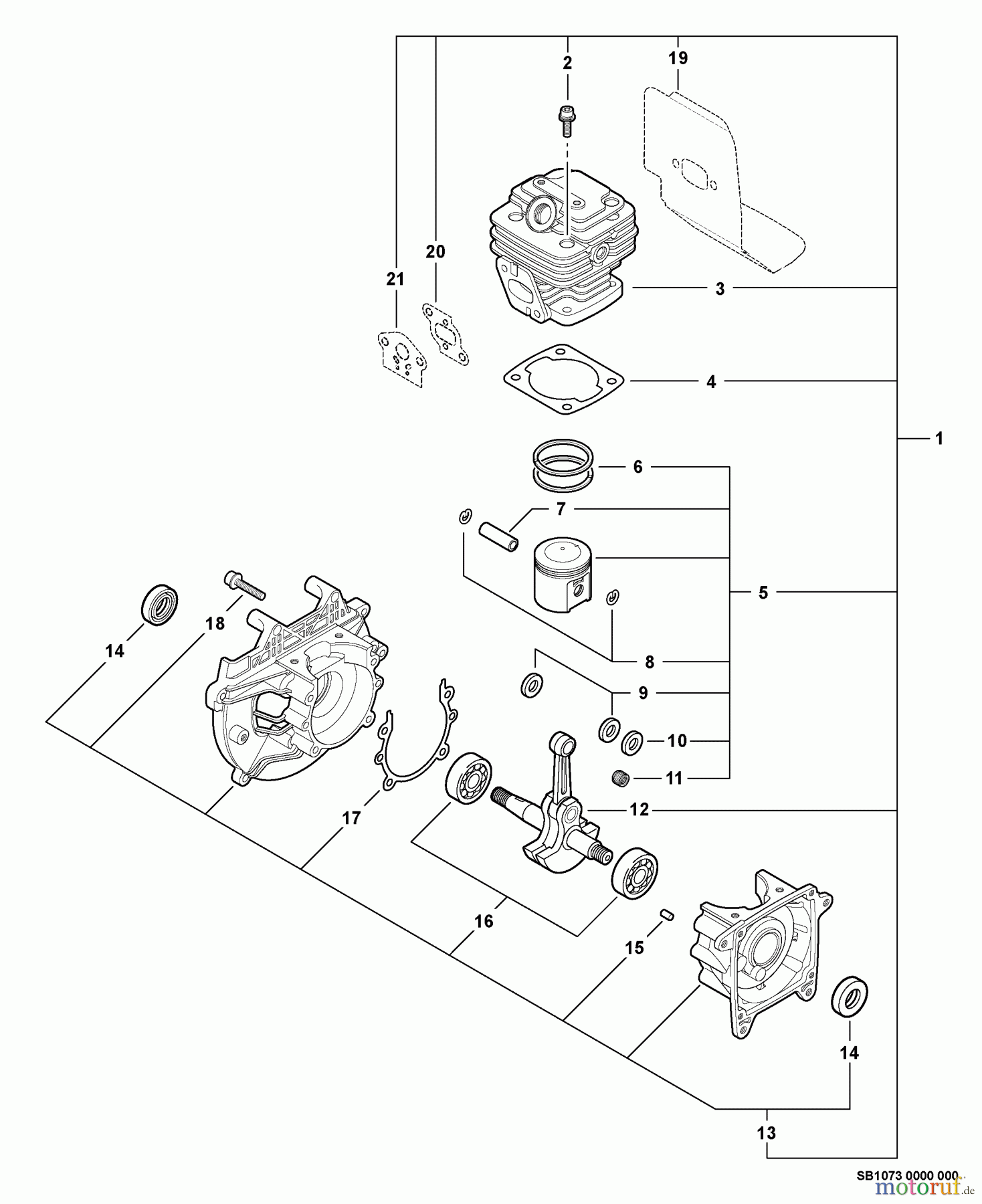 Echo Trimmer, Faden / Bürste SRM-311U - Echo String Trimmer/Brush Cutter, S/N:S75112001001 - S7511299999 Engine, Short Block -- SB1073