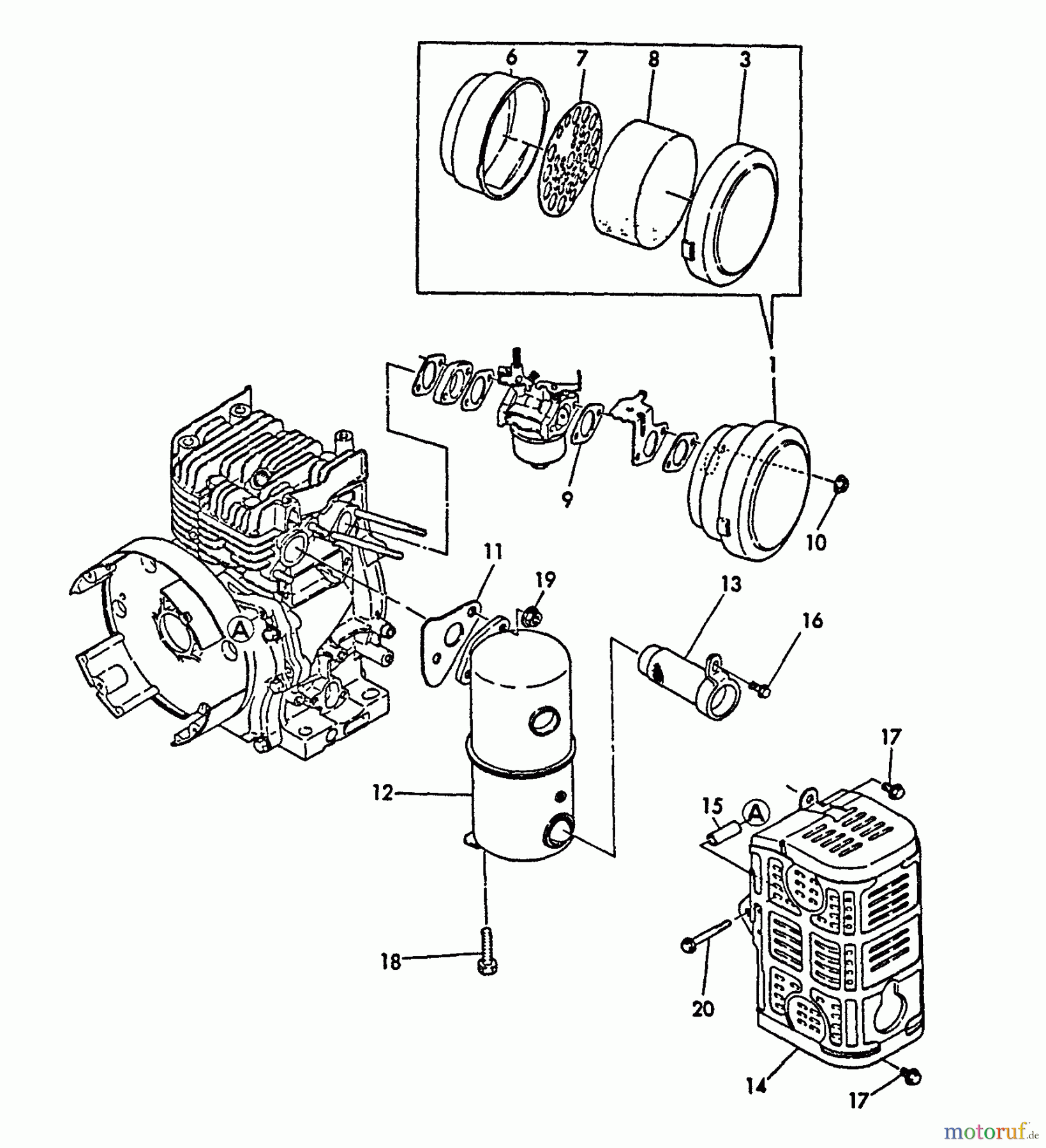 Echo Stromerzeuger EG-2300 - Echo Portable Generator, S/N: 01001 - 03371 Intake, Exhaust, Air Cleaner