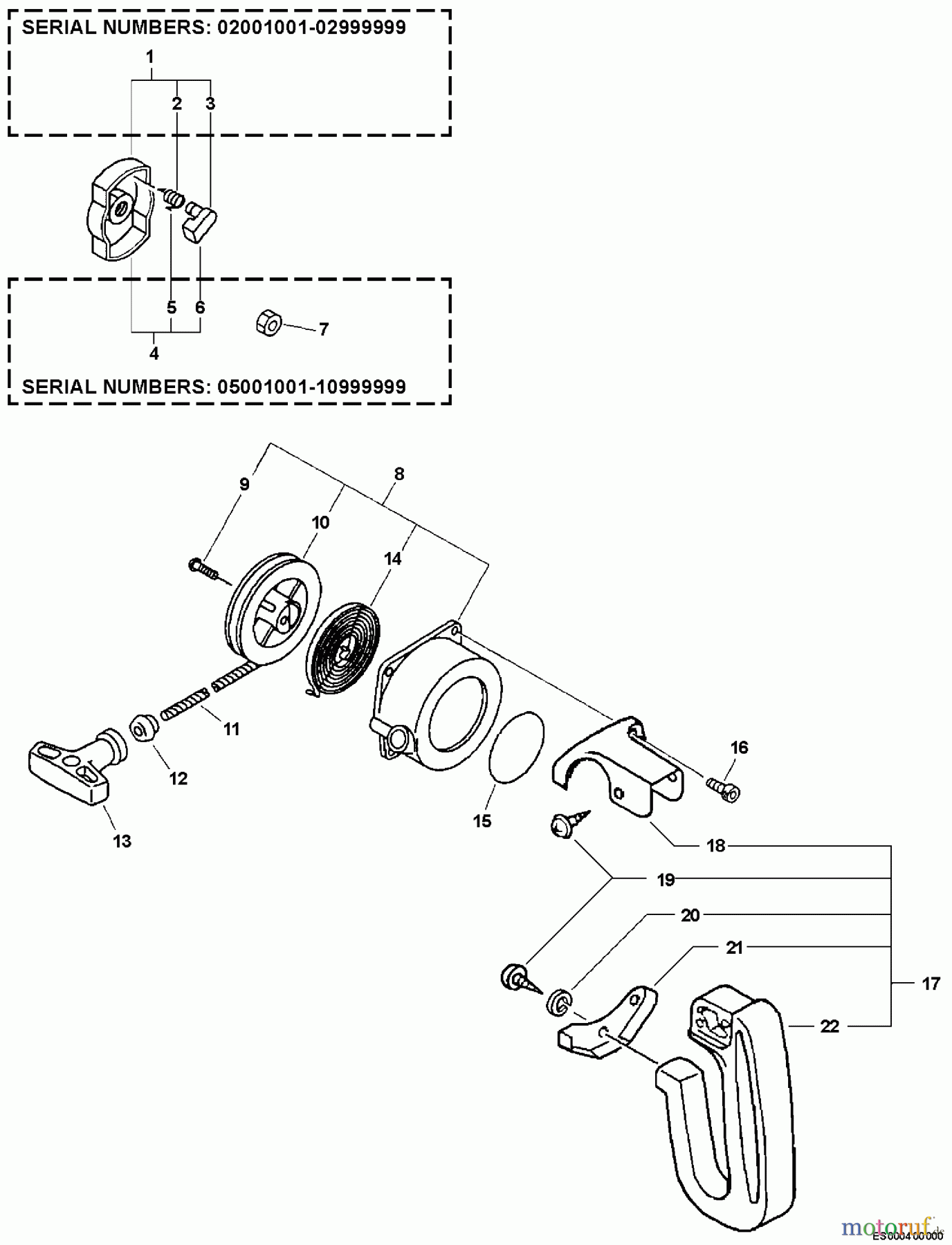 Echo Bläser / Sauger / Häcksler / Mulchgeräte ES-210 - Echo Shredder/Vacuum, S/N: 08001001 - 08999999 Starter, Side Handle
