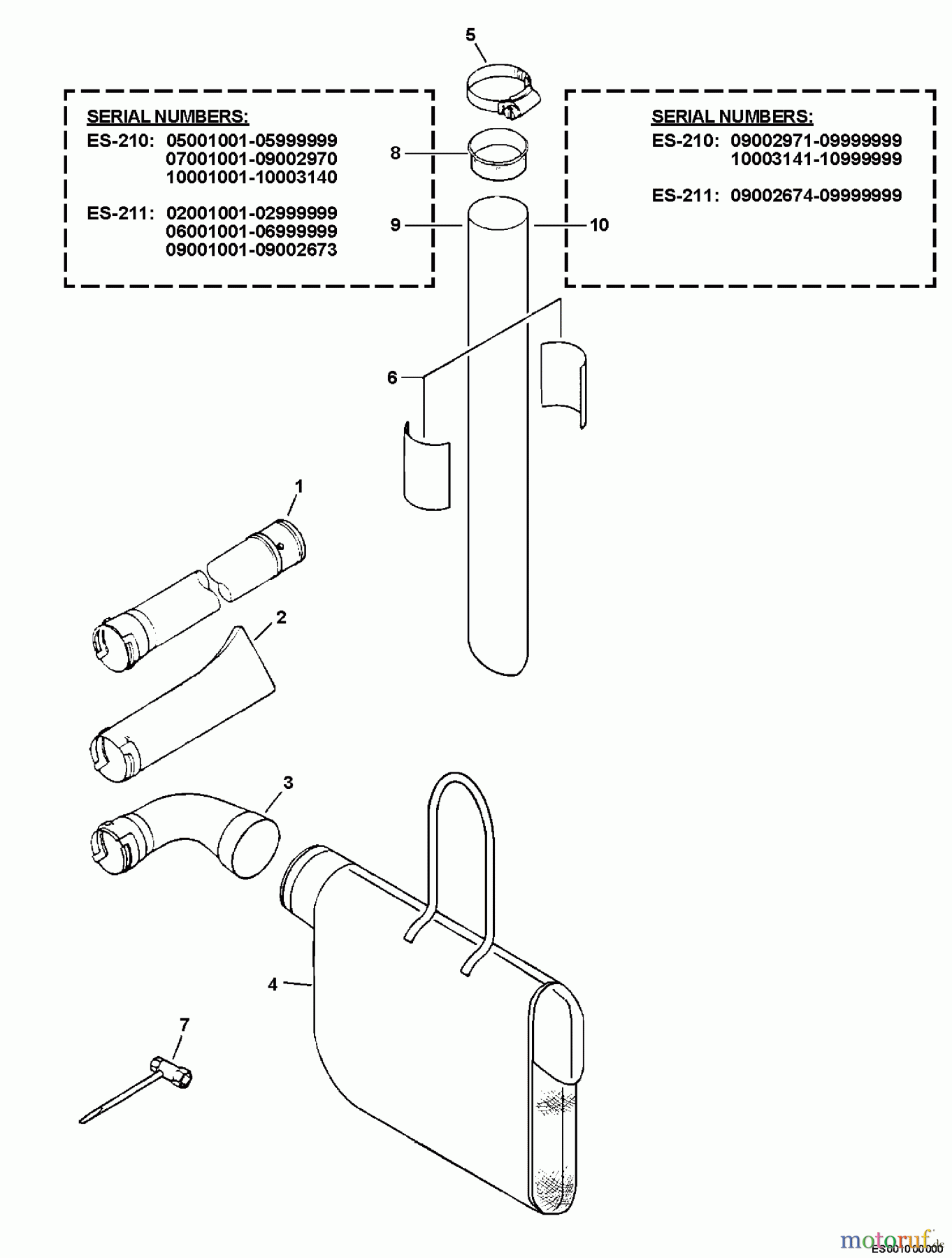Echo Bläser / Sauger / Häcksler / Mulchgeräte ES-210 - Echo Shredder/Vacuum, S/N: 05001001 - 05999999 Blower Tubes, Dust Bag