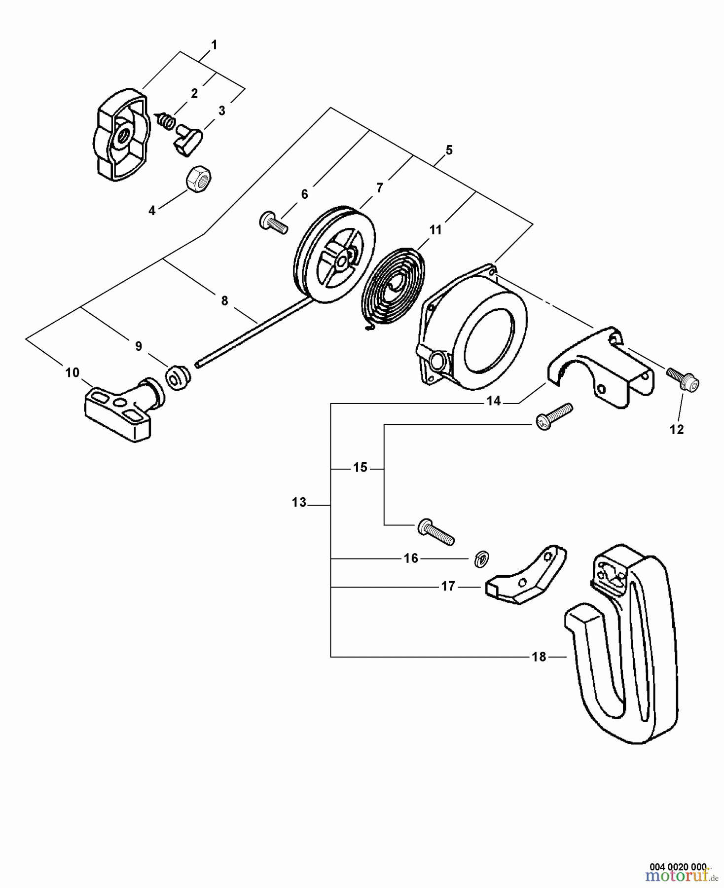 Echo Bläser / Sauger / Häcksler / Mulchgeräte	 ES-210 - Echo Shredder/Vacuum, S/N: P07113001001 - P07113999999 Starter, Side Handle