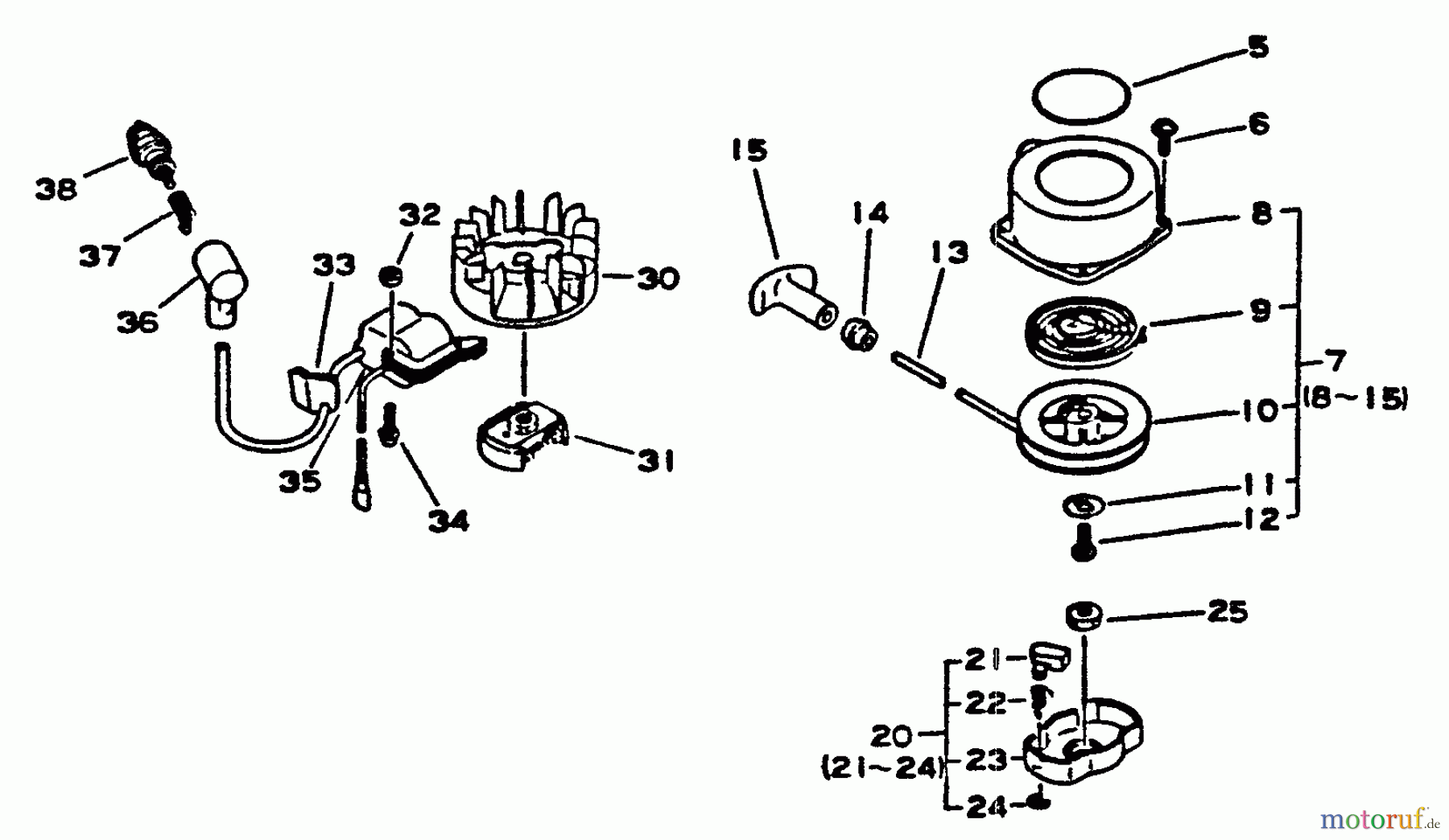 Echo Heckenscheren HC-1001 - Echo Hedge Trimmer, S/N: 001001 - 008000 Clutch, Ignition, Starter