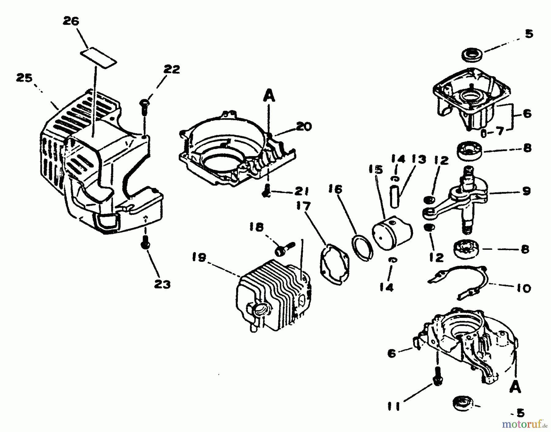 Echo Heckenscheren HC-1001 - Echo Hedge Trimmer, S/N: 001001 - 008000 Engine, Crankcase, Fan Housing, Cover