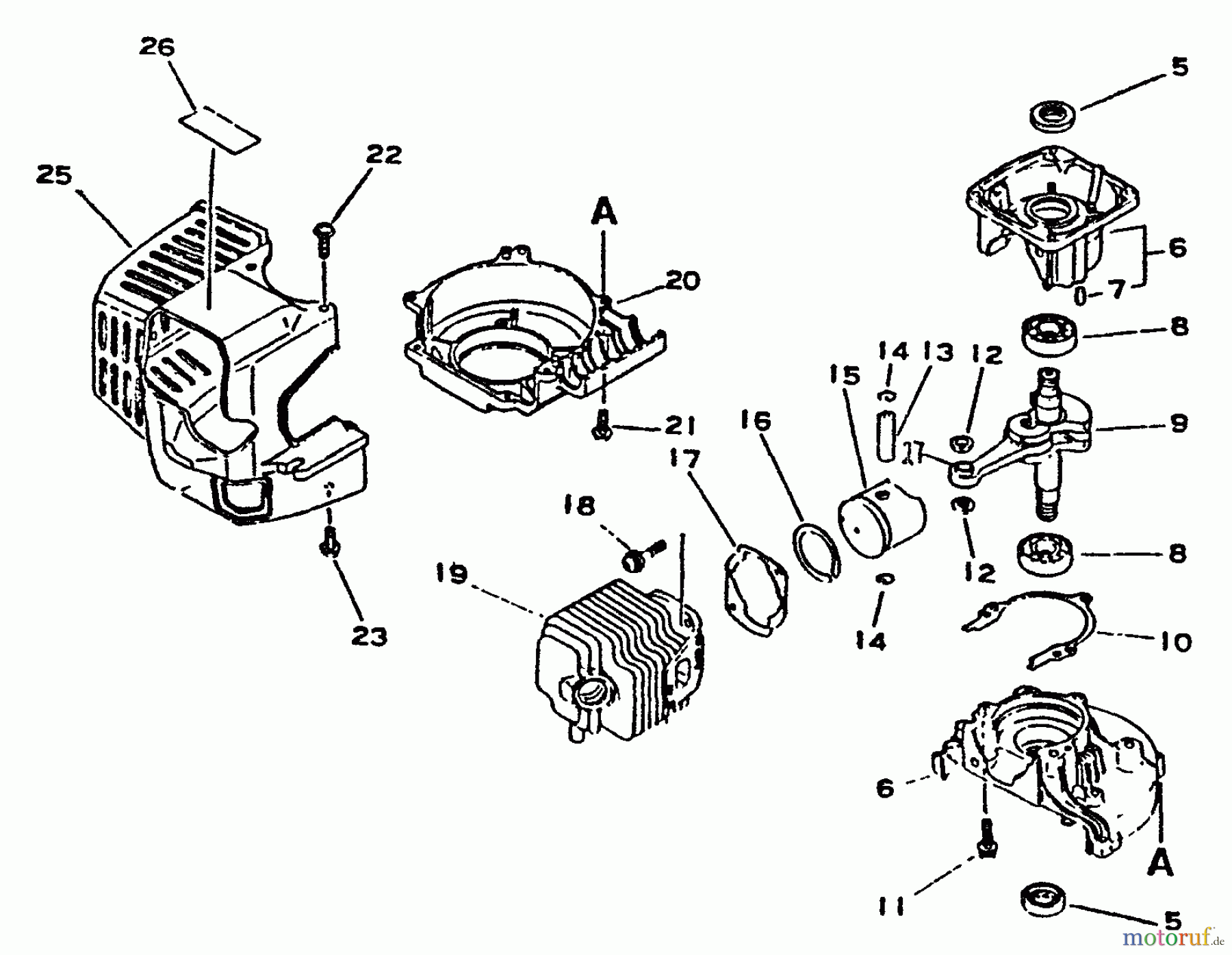 Echo Heckenscheren HC-1001 - Echo Hedge Trimmer, S/N: 008001 - 017000 Engine, Crankcase, Fan Housing, Cover