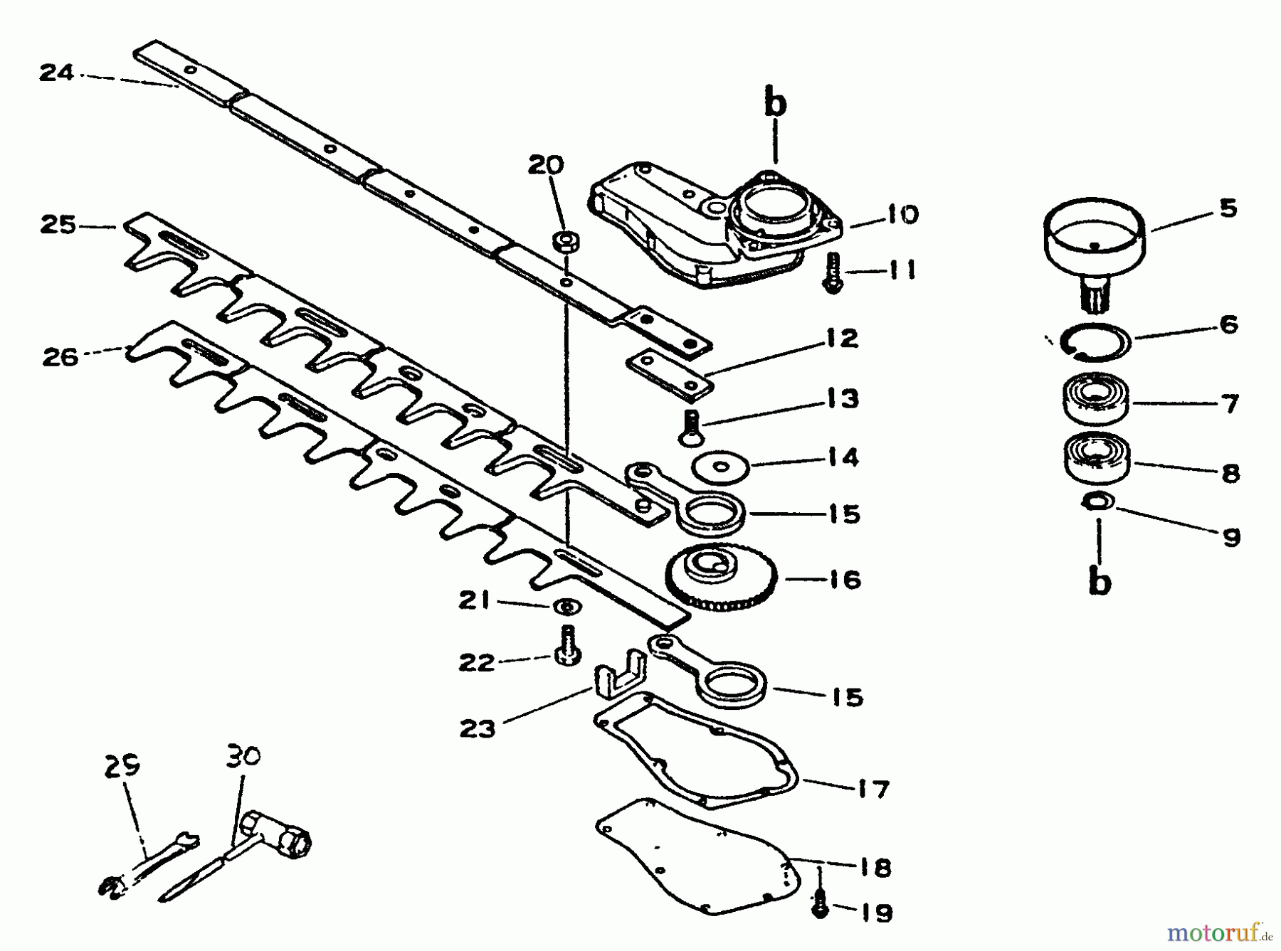 Echo Heckenscheren HC-1001 - Echo Hedge Trimmer, S/N: 008001 - 017000 Gear Case, Blades, Clutch Drum, Tools
