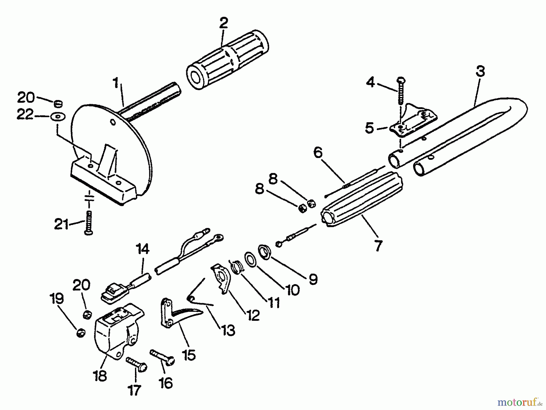 Echo Heckenscheren HC-1001 - Echo Hedge Trimmer, S/N: 017001 - 024000 Handles, Ignition Switch, Throttle